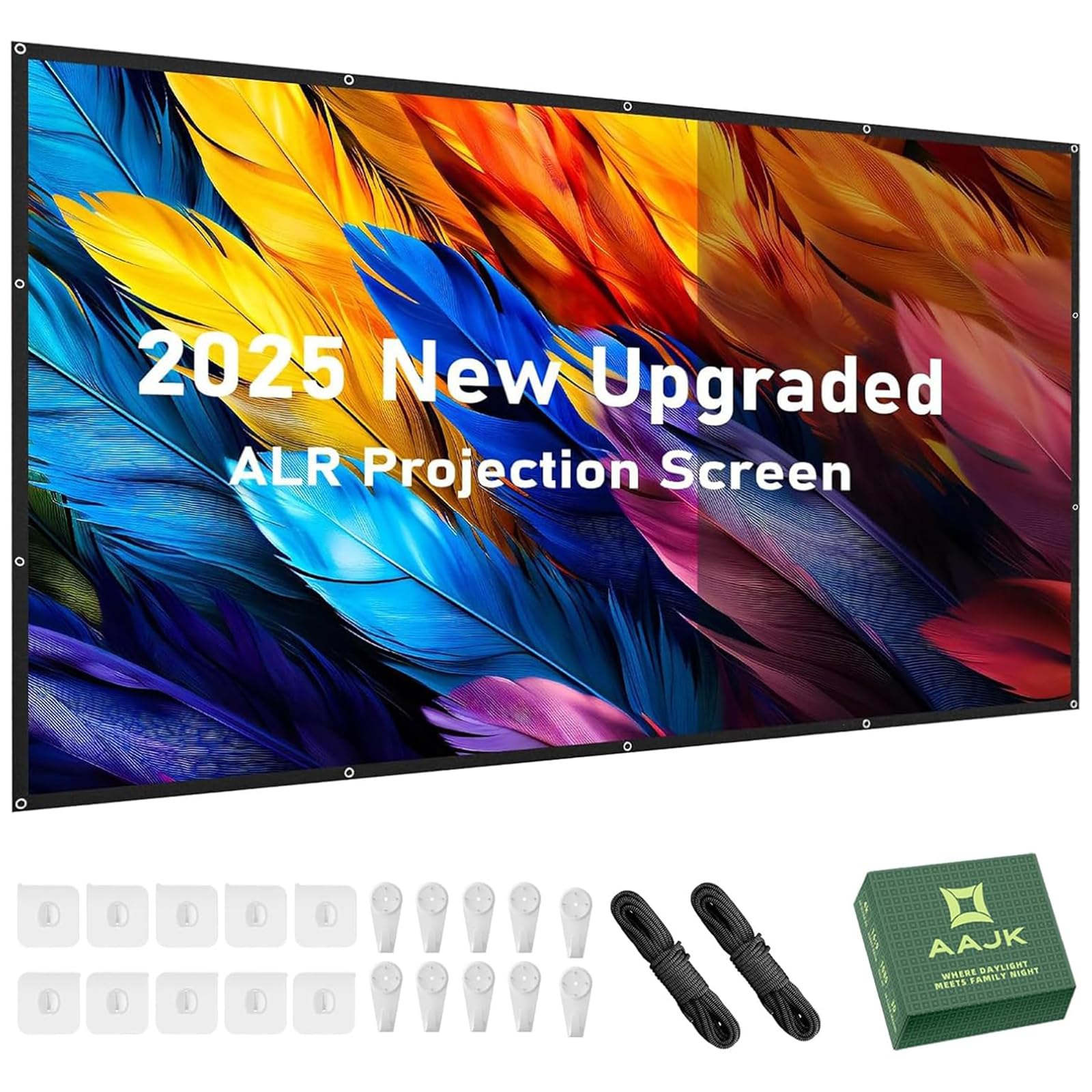 AAJK ALR Projector Screen, 4K Movie Projector Screen 16:9 HD Foldable Anti-Crease Portable Projector, Movies Screen for Home Theater Outdoor Indoor Support (120in Pro)