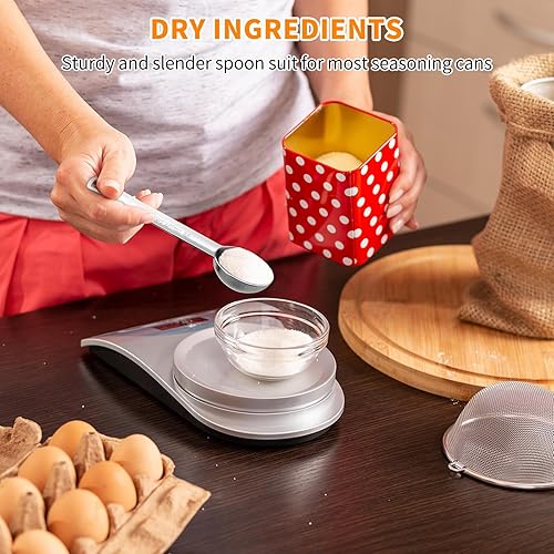 Miniatura 4 de Juego de cucharas medidoras de metal, utensilios de cocina de acero inoxidable prémium para ingredientes secos y líquidos, cucharaditas de anidación