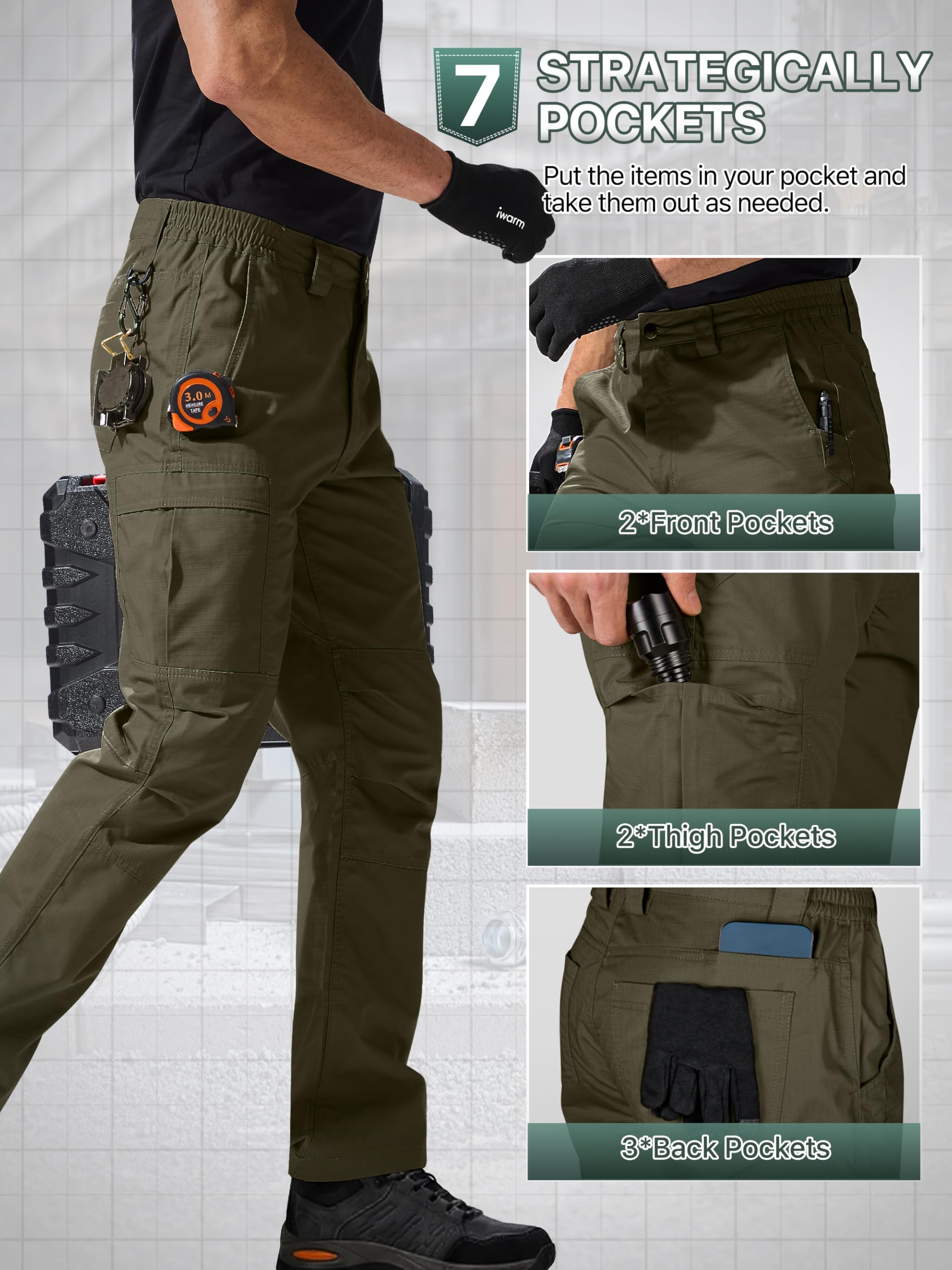 FREE SOLDIER pantalones cargo para hombre resistentes al agua Ripstop tácticos de trabajo ligeros senderismo aire libre clásico