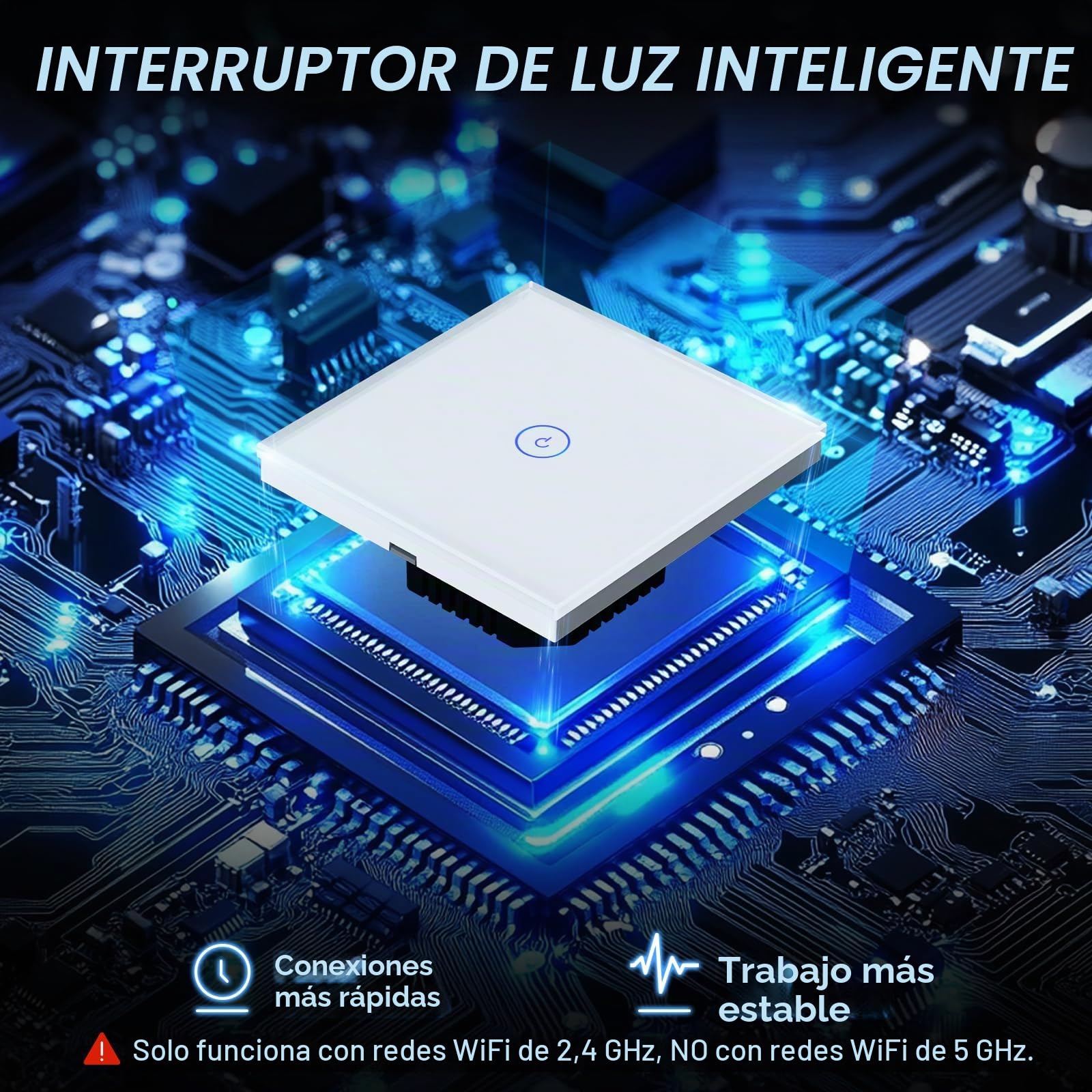 BSEED Interruptor de Pared WiFi,Interruptor Inteligente 1 Gang 1 Vía con Pantalla Táctil Blanco,Compatible con Alexa, Google Home, Control de APP y Función de Temporizador【Se necesita Neutro】