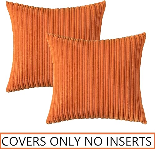 Miniatura 579 de UGASA - Juego de 2 fundas de almohada de terciopelo a rayas, funda decorativa para cojín con cremallera oculta para el hogar, sofá, dormitorio,