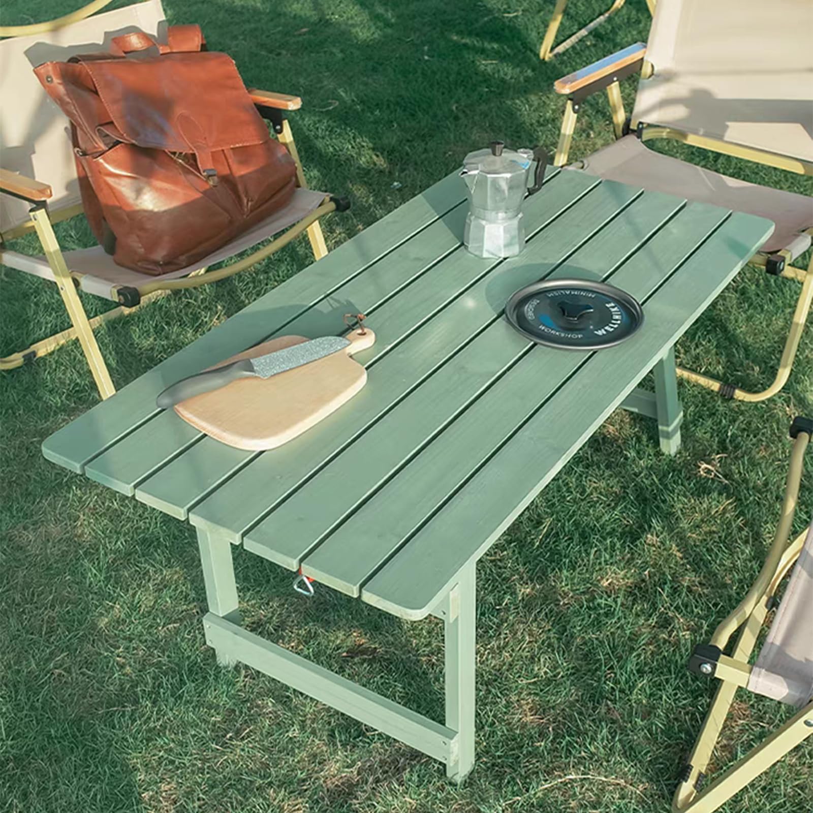Tavolo Pieghevole da Esterno,Tavolo da giardino pieghevole,Tavolo da Esterno per Balcone, Giardino, Roulotte, Campeggio, Pesca, Spiagge, Barbeque(60cm/23.6in,Horizontal stripes)