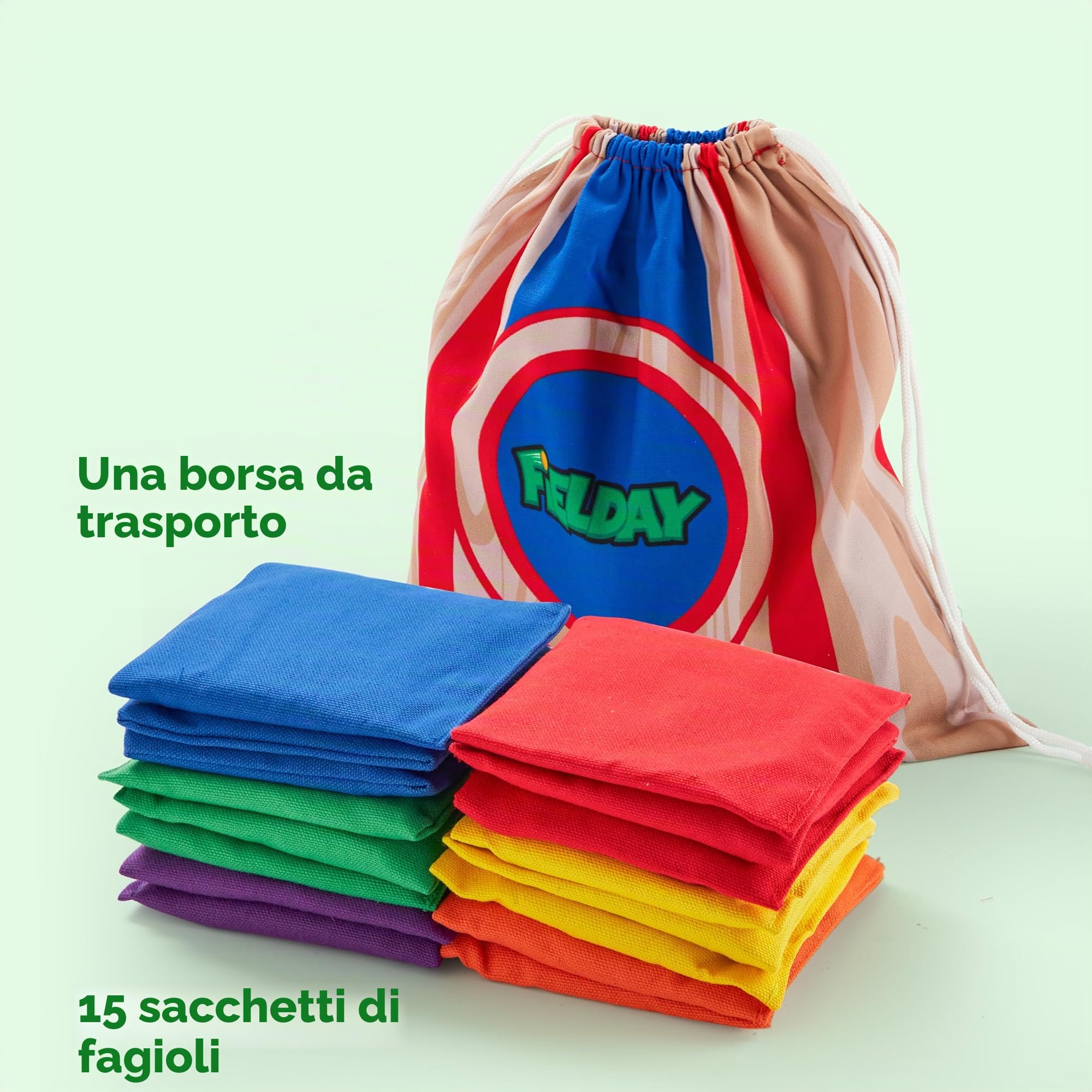 JOYIN 16 sacchetti di fagioli Cornhole per lancio set 12x12cm sacchetti di fagioli lancio 16 pezzi sacchetti di fagioli all'aperto gioco di buchi nel sacco adulti per accessori per giochi di festa