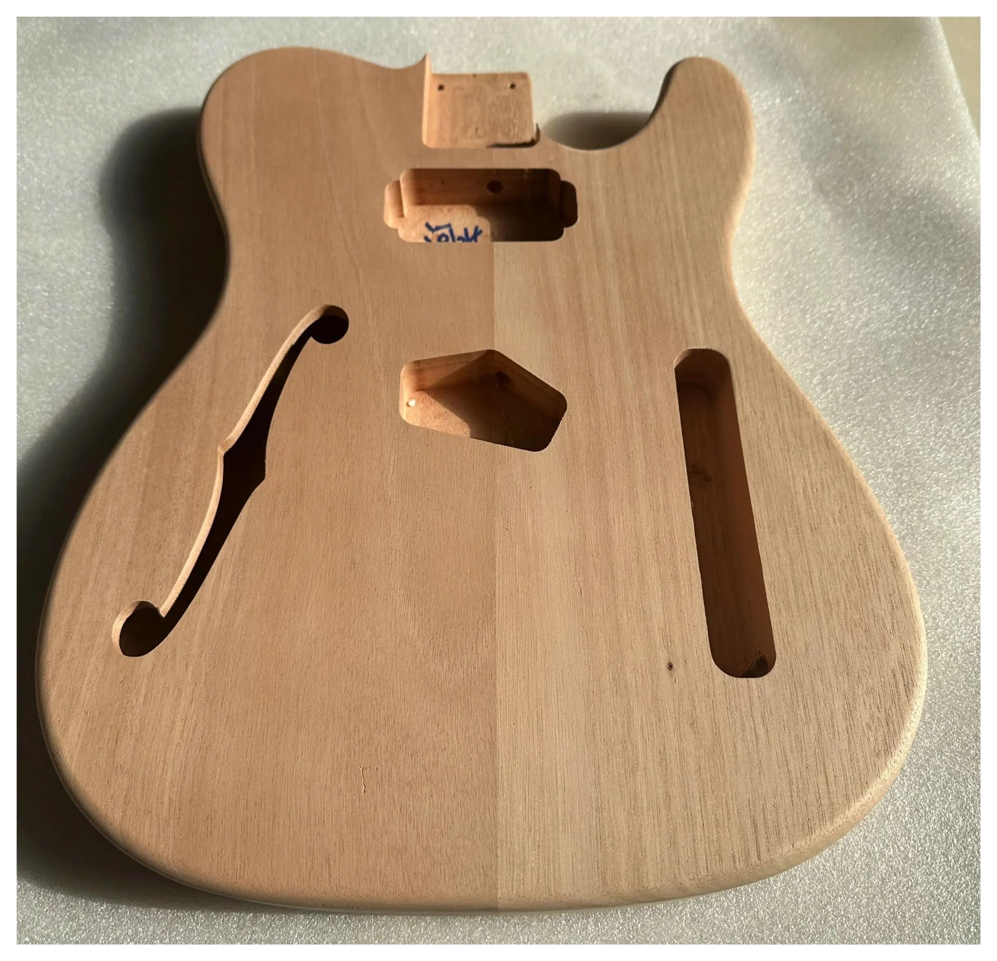 Cuerpo de guitarra eléctrica HS, madera de caoba sin terminar, orificio F, bolsillo de 5,65 cm, reemplazo de bricolaje, pieza de barril TL