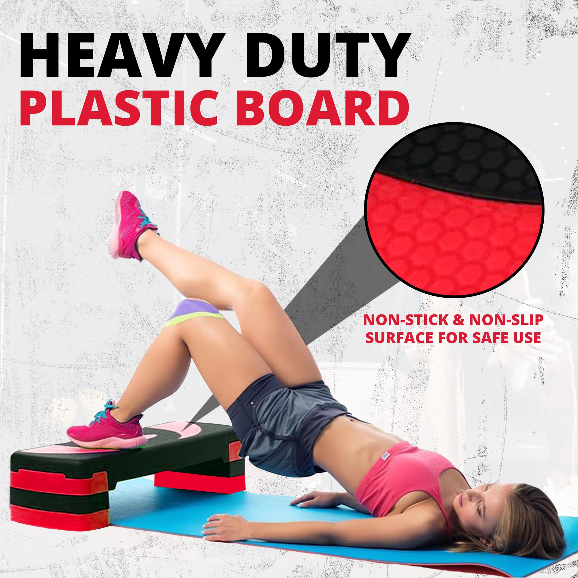 Maxstrength aérobic Stepper Cardio Fitness Step Board-3 niveaux Home Gym exercice Bloc
