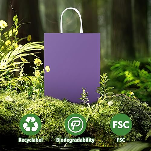 Miniatura 21 de REMTAP Bolsas de papel de regalo de 8 x 4.5 x 10.5 pulgadas, 50 bolsas de papel kraft con asas, bolsa de regalo a granel para bodas, fiestas