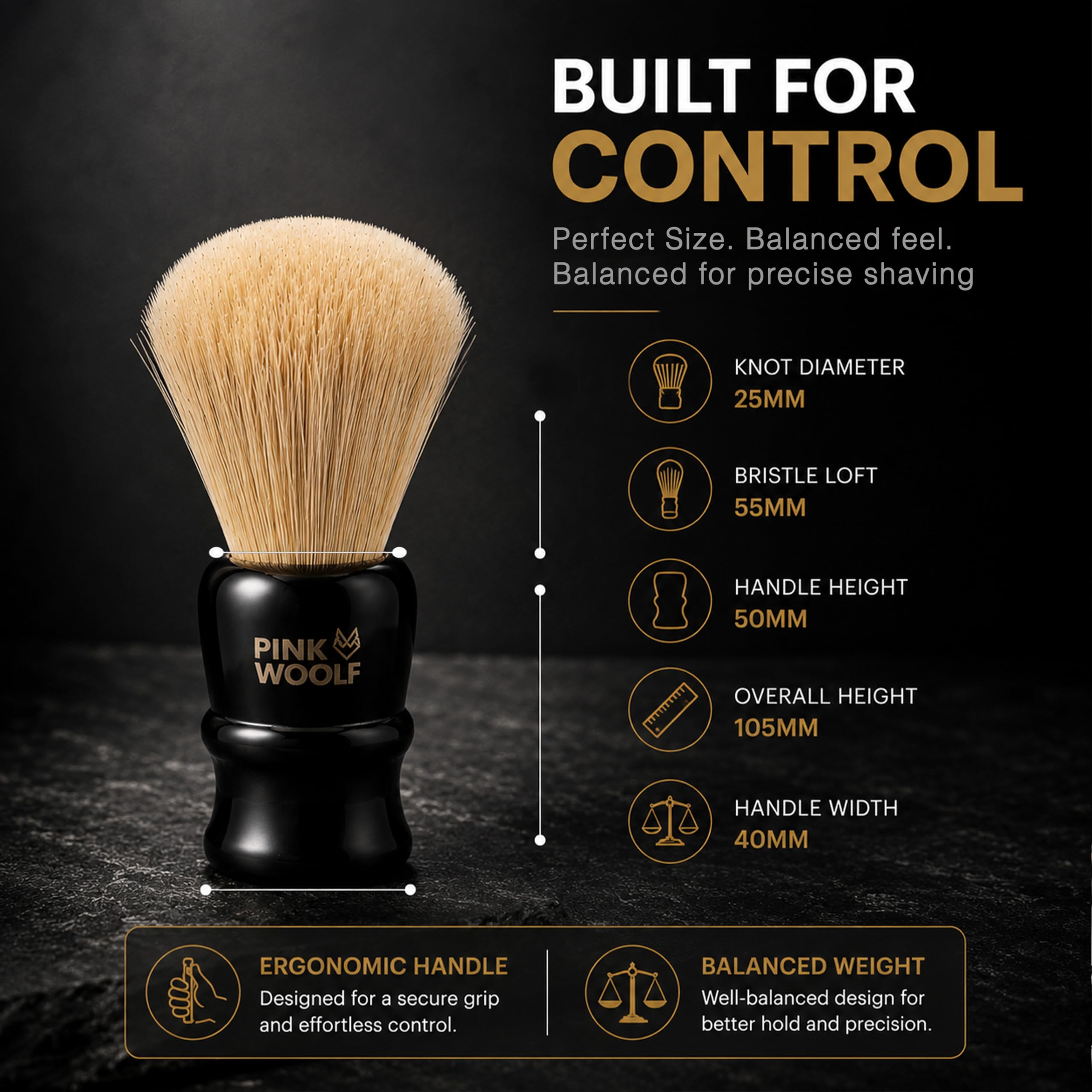 Pink Woolf Boar Shaving Brush for Men | Natural Bristles for Rich Lather & Gentle Exfoliation | Traditional Wet Shaving Brush for Soap & Cream (Shaving Brush (Black Acrylic Handle), 1) 4