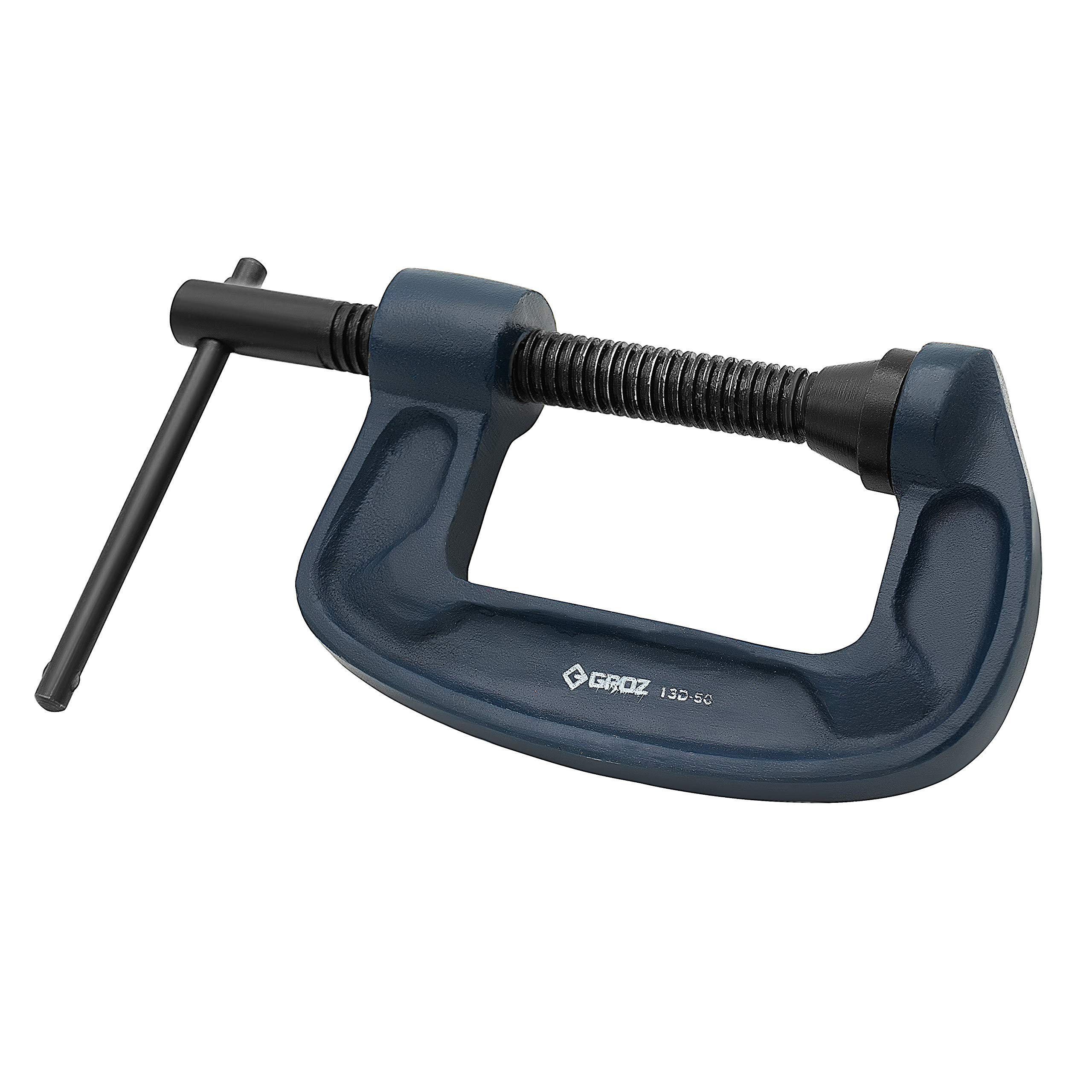 GROZ G Clamp with unbreakable body| Ideal for Variety of Metal and Woodworking Applications| Textured Powder Coated Finish| Capacity: 50 mm| Throat Depth:42 mm| Frame Proof Load:363 Kgs| GCL/13D/50 1