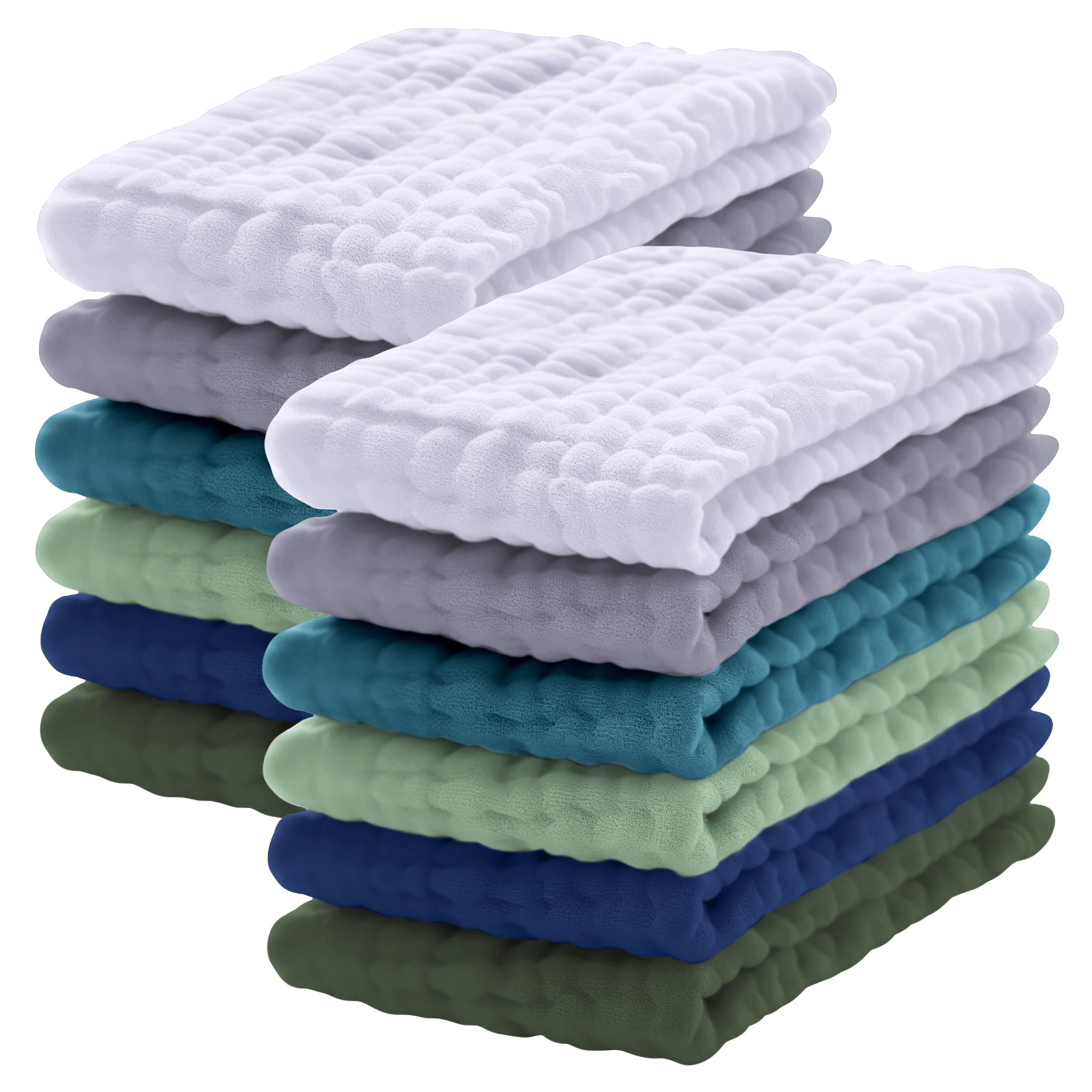 Lovely Care 12 Pack Muslin Burp Cloths 100% Cotton Muslin Cloths Large 20''x10'' Extra Soft and Absorbent Baby Burping Cloth - Slate, Navy &amp; Grey
