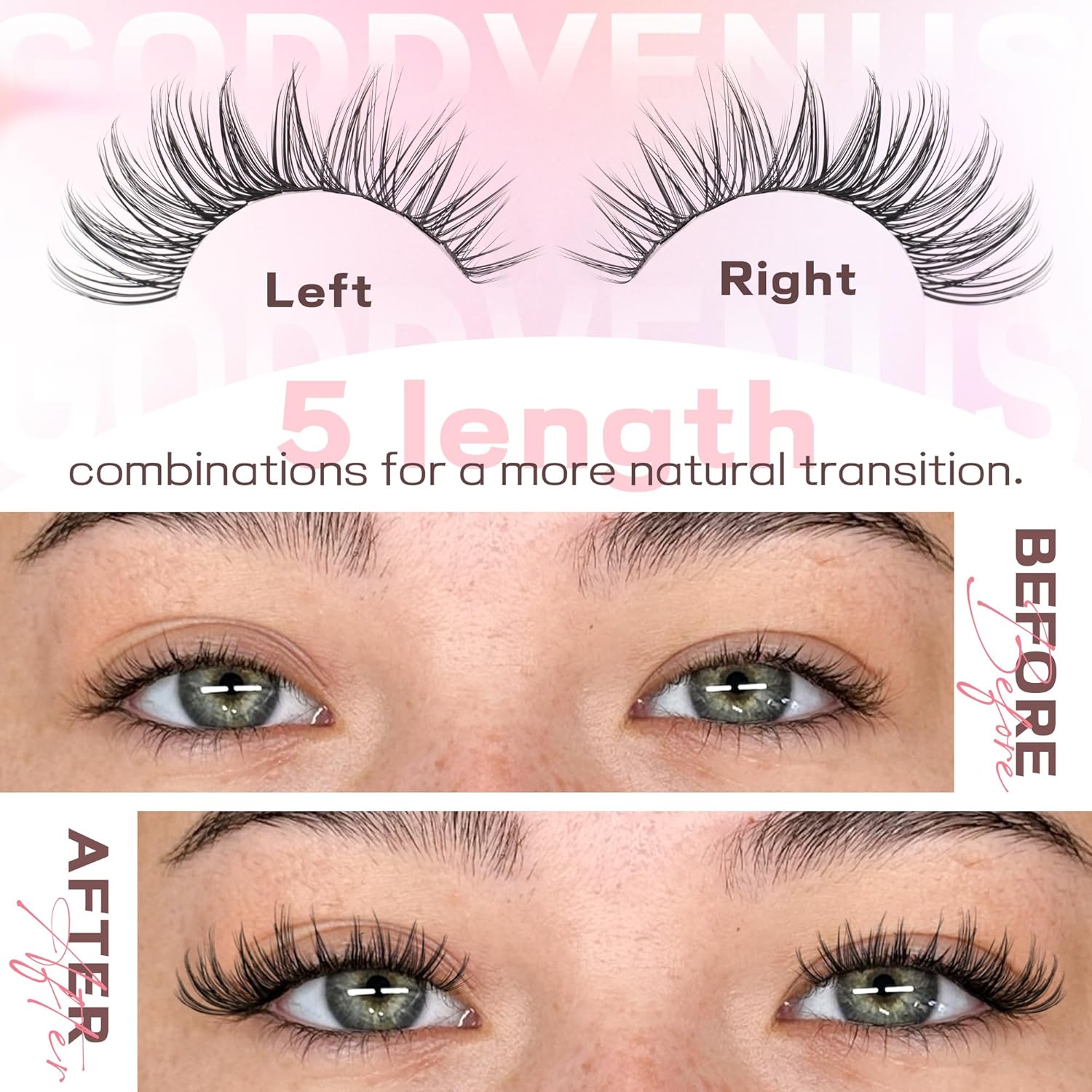 Goddvenus Lash Clusters Wispy Eyelashes Clusters Natural 300pcs Lashes Clusters 10-16mm DIY Cluster Eyelash Extensions C Curl Individual Lashes for DIY Lash Extension - 3