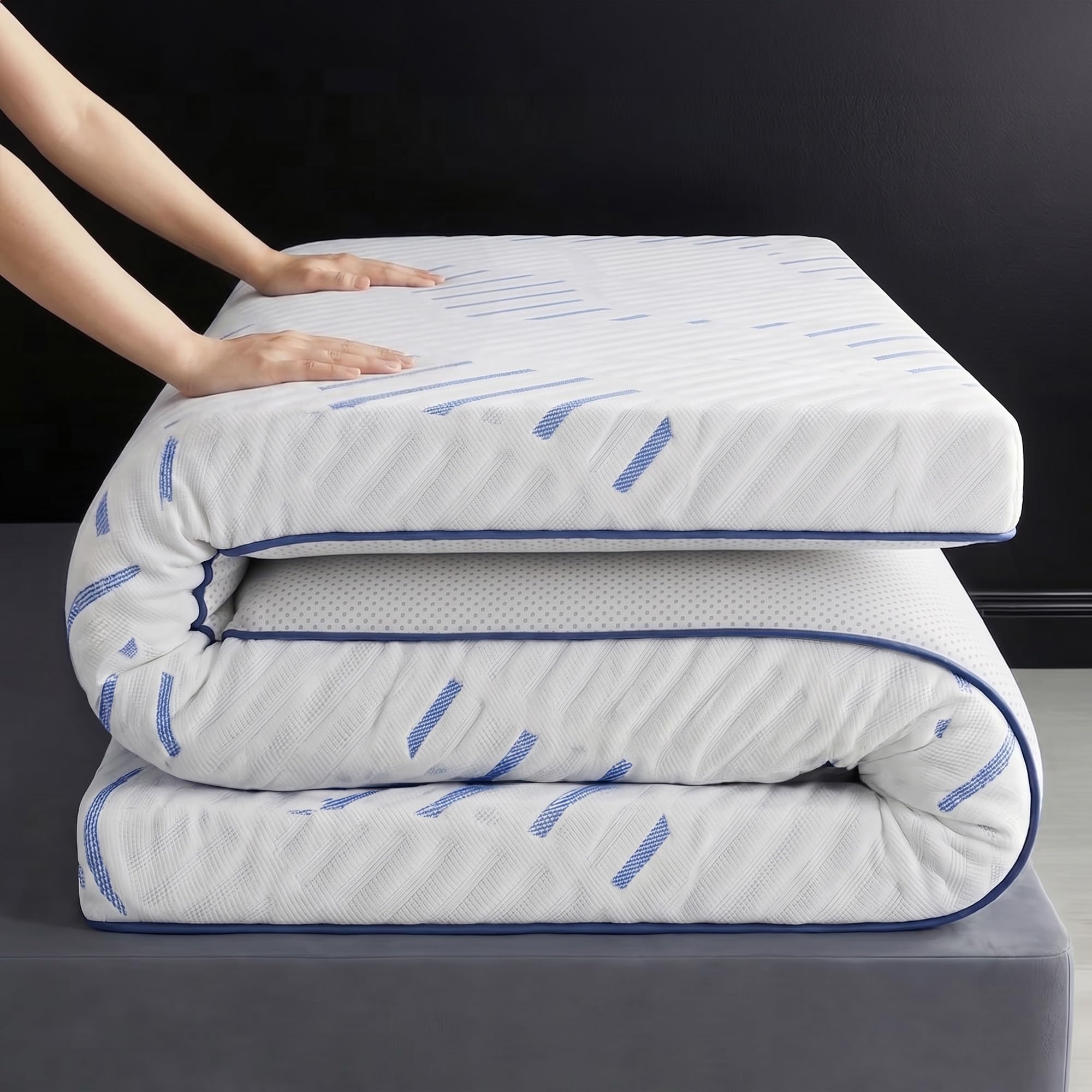 Topper para colchones 90x200x7,5 cm, Protector de colchón Suave con Gel-Memoria y Soporte de 7 Zonas, Ideal para colchones Duros, Camas con somier, Cama y colchones de muelles