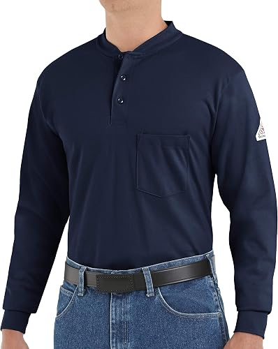 Bulwark Camisa Henley de Manga Larga de algodón Resistente al Fuego, 6.25 onzas,