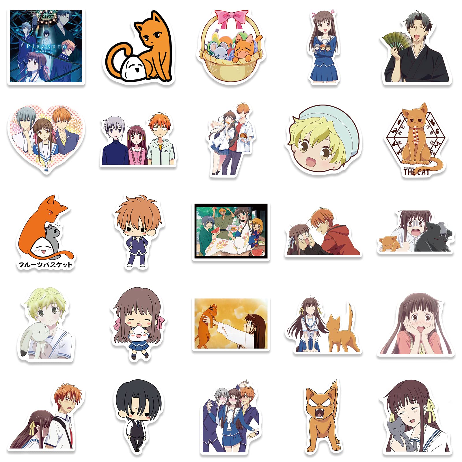 Fruits Basket Stickers,100pcs Fruits Basket Sticker Pack Fruits Basket