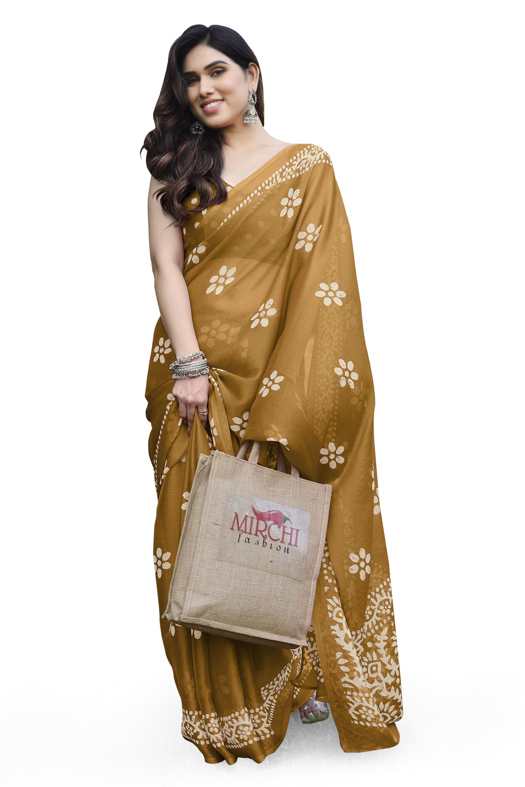 MIRCHI FASHIONWomen's Chiffon Batik Print Saree