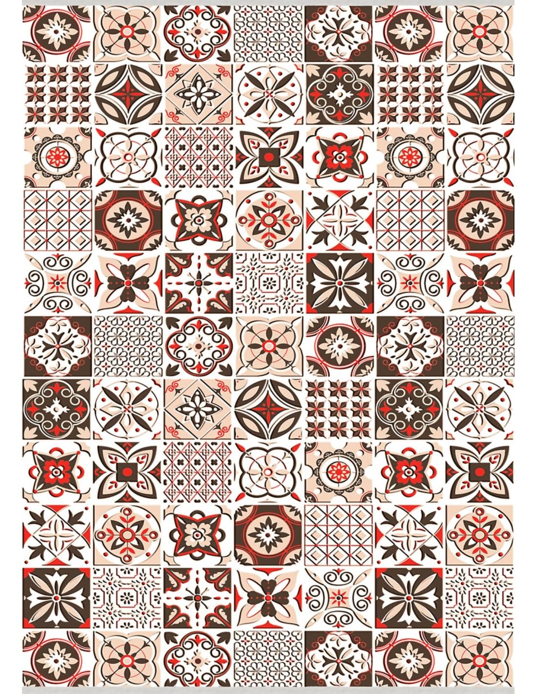 MANI TEXTILE Carreau de ciment Rug Polyester 50 x 120 cm Red
