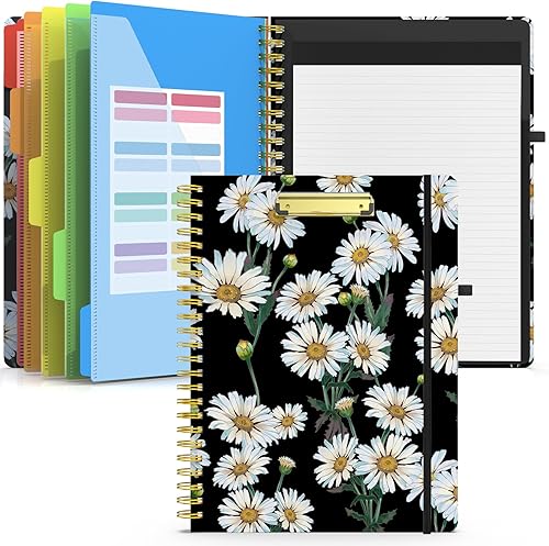 Miniatura 8 de Sooez Folio portapapeles con bloc de notas recargable, carpeta portapapeles con 10 bolsillos de almacenamiento para tamaño carta, cuaderno