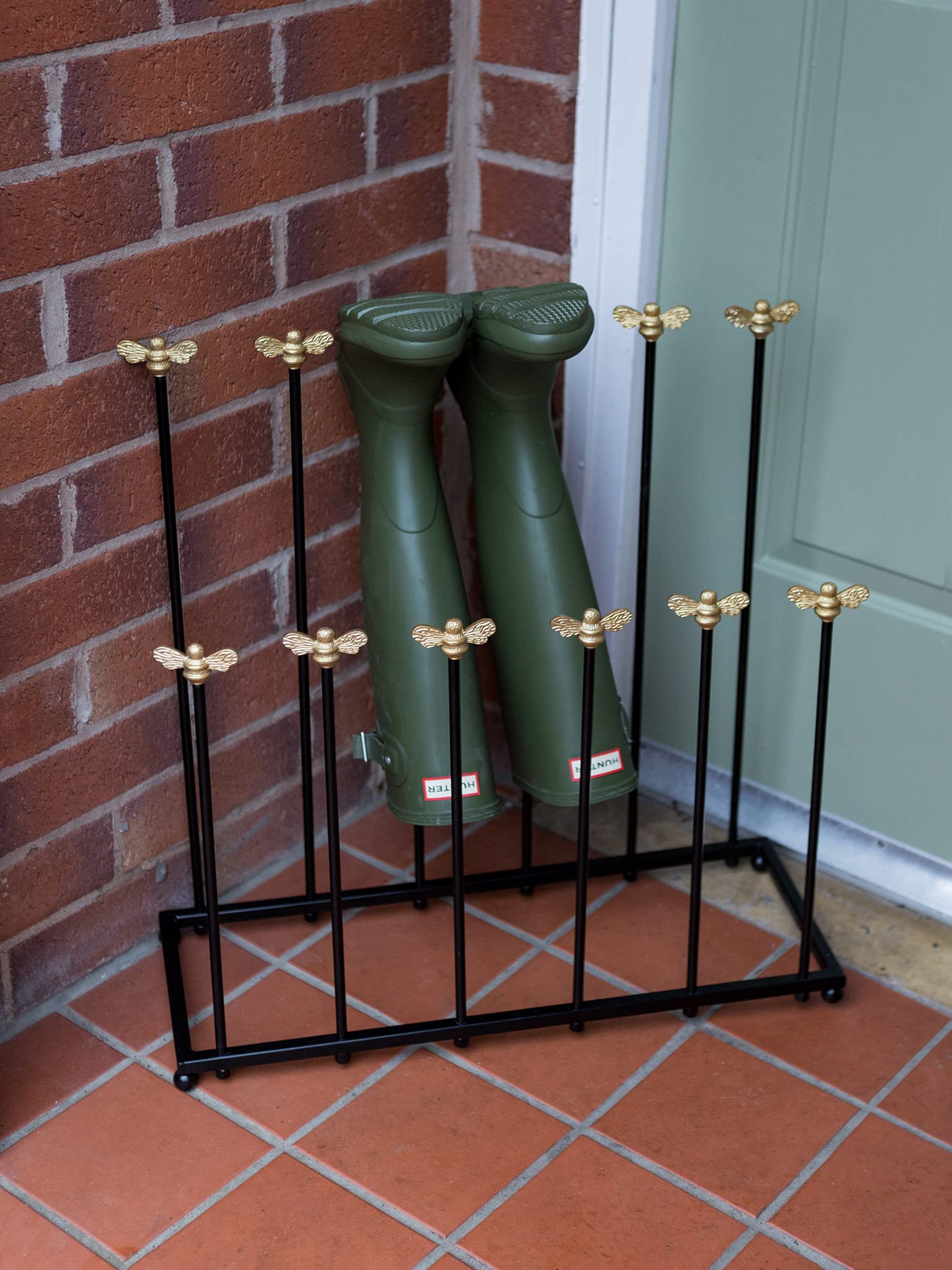 Brass bee Welly Boot Stand | Two Tier Boot Stand Storage Welly Boot Rack | Wellington, Walking, Riding Boots | 6 Pairs