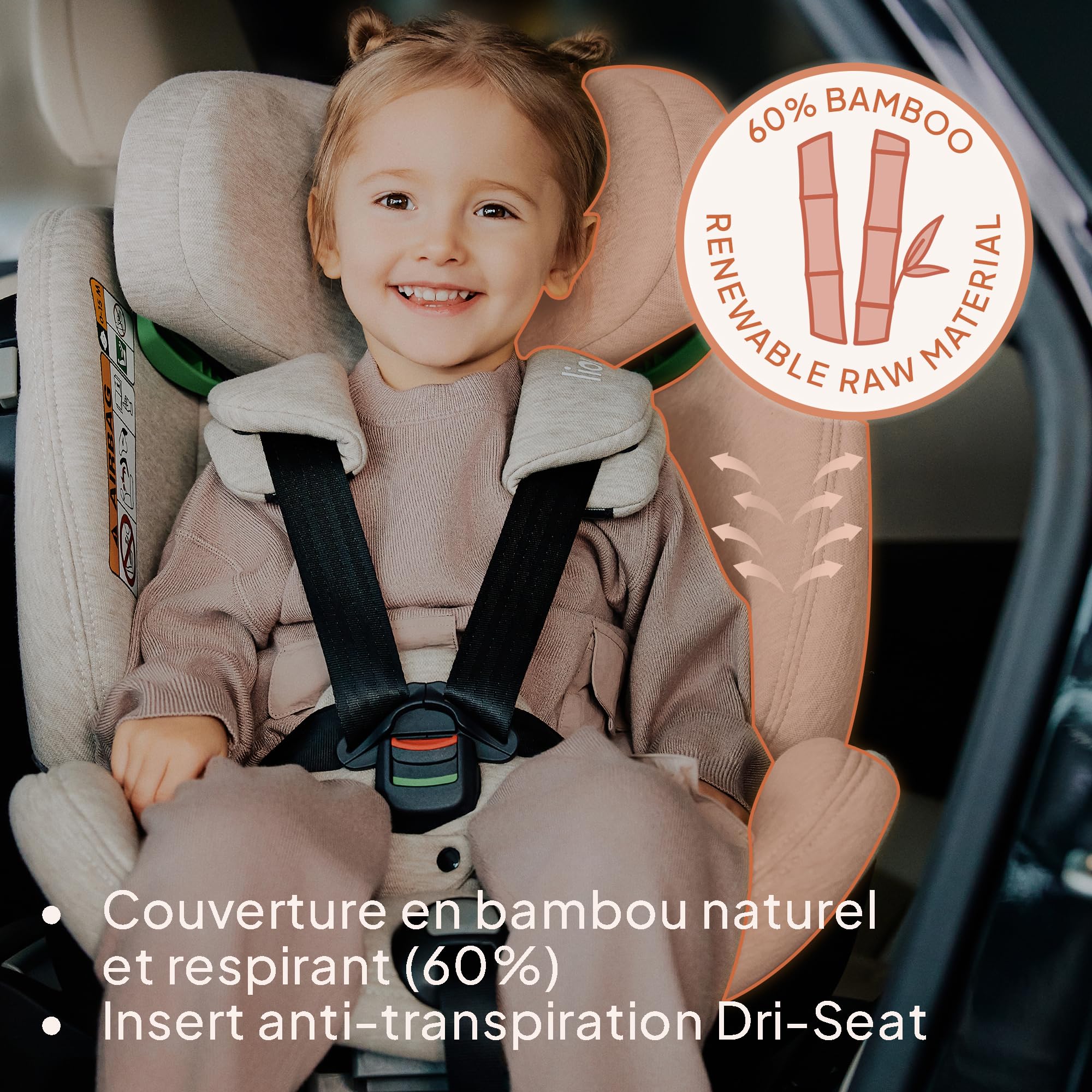 Lionelo Harmony i-Size Seggiolino Auto Girevole 360° per Bambini 0-12 Anni (40-150 cm) con ISOFIX e Gamba di Supporto Fronte e retro marcia, 5-liveli Reclinabile Protezione Laterale