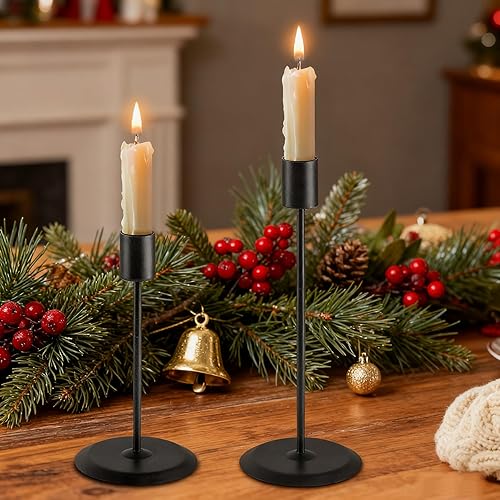 Miniatura 2 de Portavelas negro, portavelas para velas cónicas, juego de 6 portavelas de metal mate para velas de 34 pulgadas de grosor para decoración del hogar