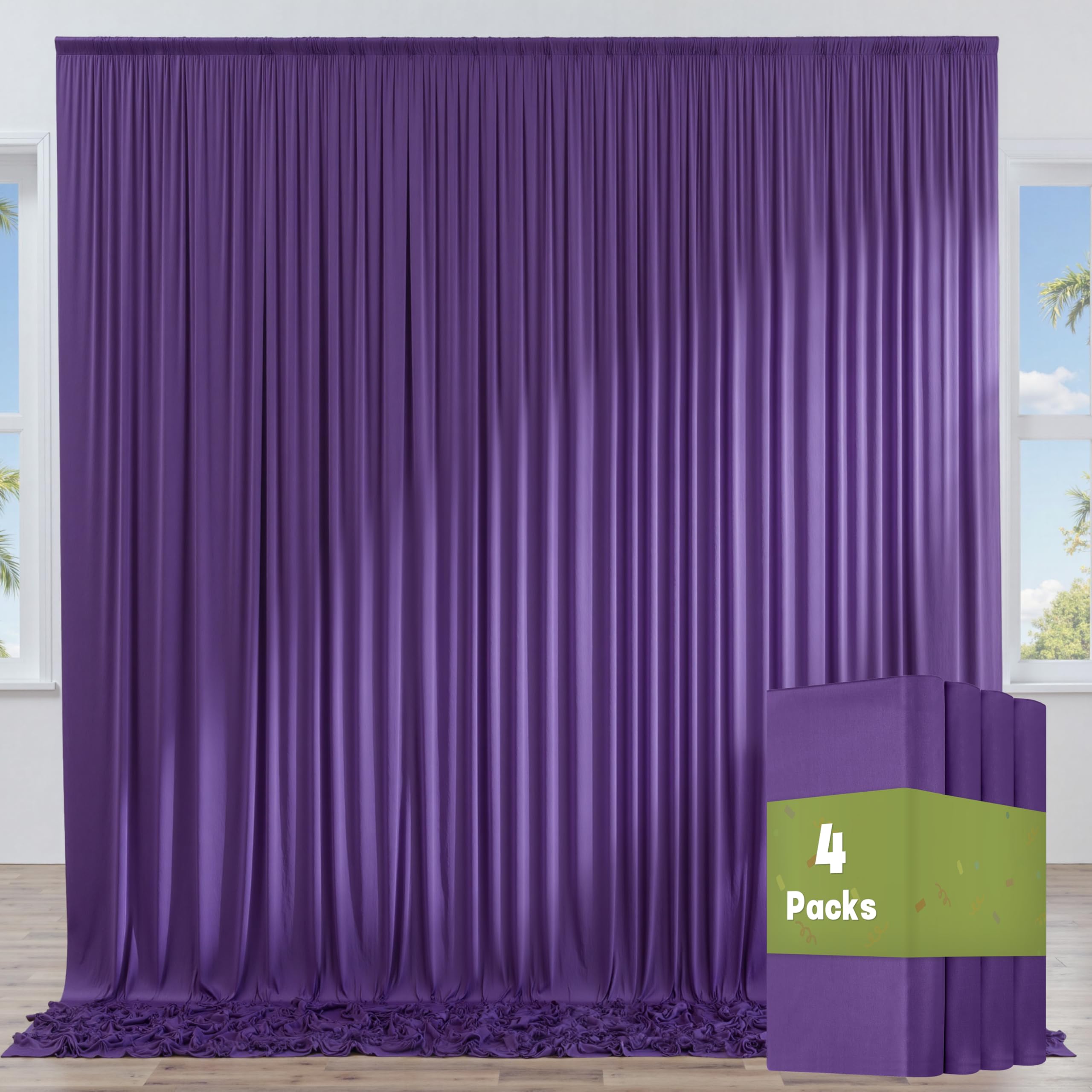 10ft x 10ft Wrinkle Free Black Backdrop Curtains for Parties, 2 Panels 5ftx10ft Polyester Photo Backdrop Drapes for Wedding Birthday Graduation Photography Background — view 12