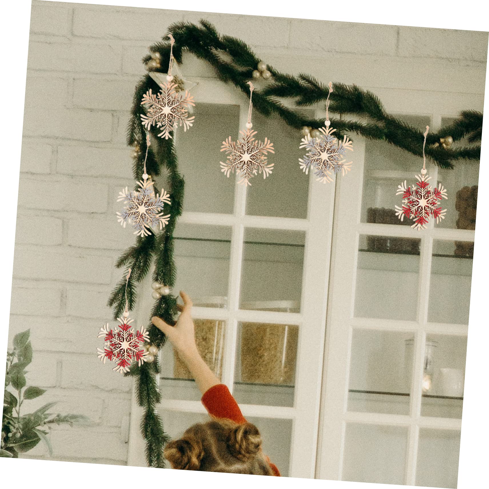 CLMJHG FCXDMY 30 pièces Ornements d'arbre de Noël Pendentifs Flocon de Neige de Noël décorations en Bois pour Suspendre Noël