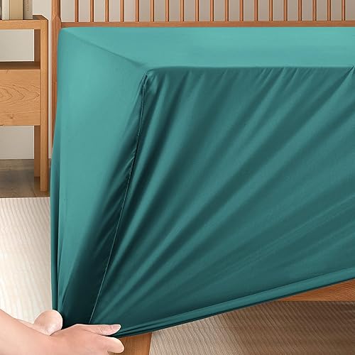 Miniatura 6 de Manyshofu Sábana bajera de bolsillo extra profundo tamaño King  Sábana bajera ajustable de 1800 hilos de profundidad para hotel de hasta 24