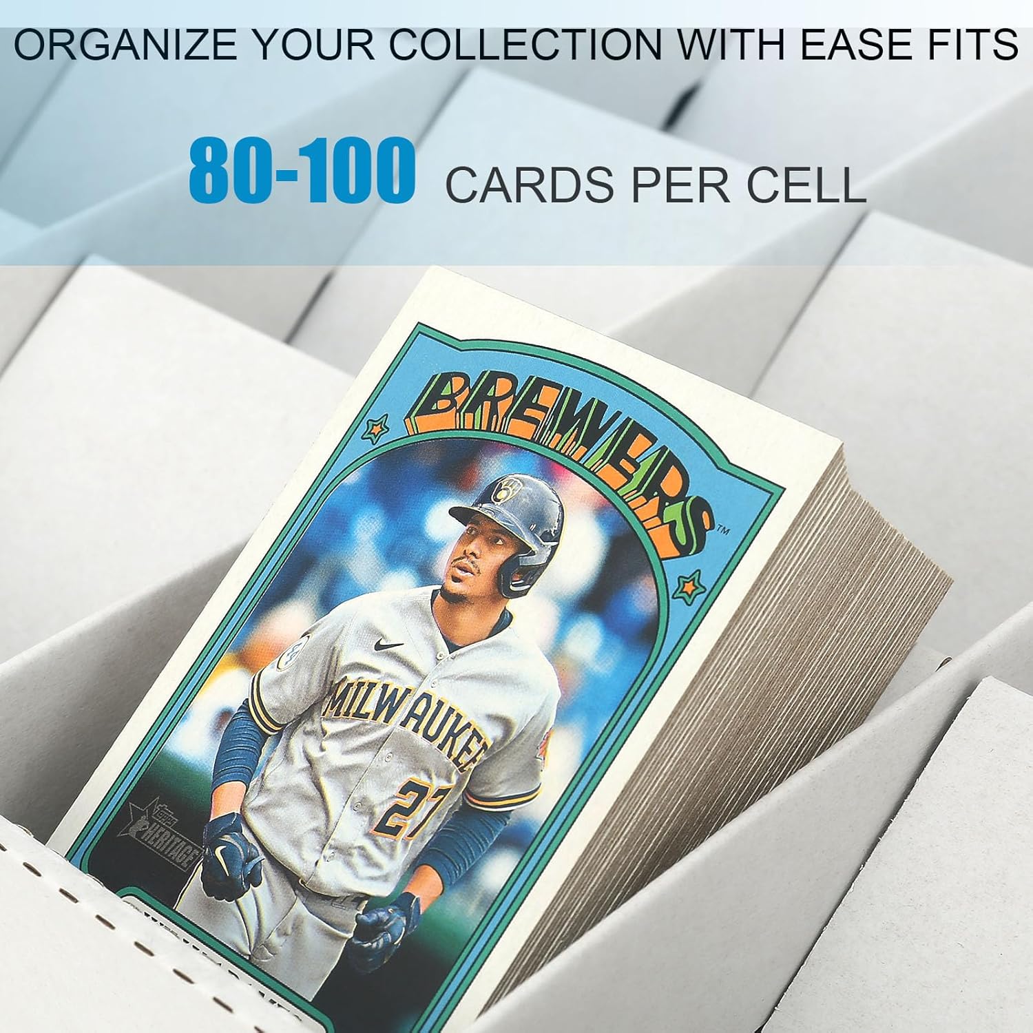 Trading Card Storage Box, Stackable Trading Card Organizer, 20-Compartment Card Sorting Tray for Organizing Raw, Sleeved or Toploaders,TCG & Sports Cards (1PACK)