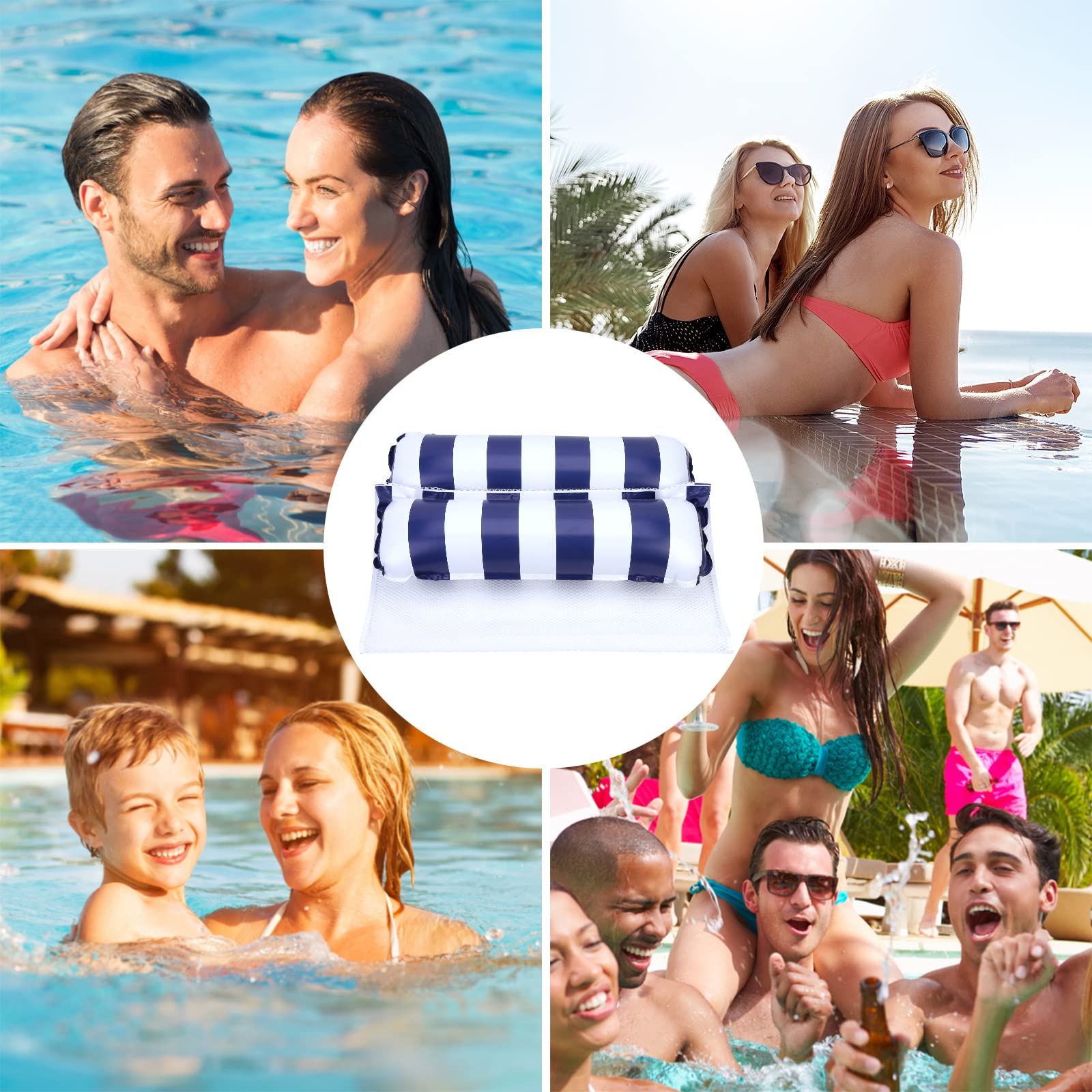 Bouee Piscine Adulte 2 Pièces, 4 in 1 XL Matelas Piscine Gonflable, Hamac Gonflable Piscine, Matelas Filet Piscine, Hamac de Piscine, Bouées et Matelas Gonflables 2 Personnes Piscine