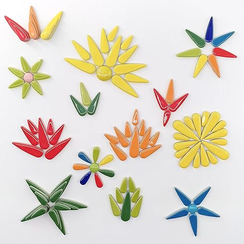 Miniatura 8 de EDFLIFE Azulejos de cerámica esmaltada para manualidades, azulejos de mosaico de porcelana de lágrima para manualidades, azulejos de pétalos de