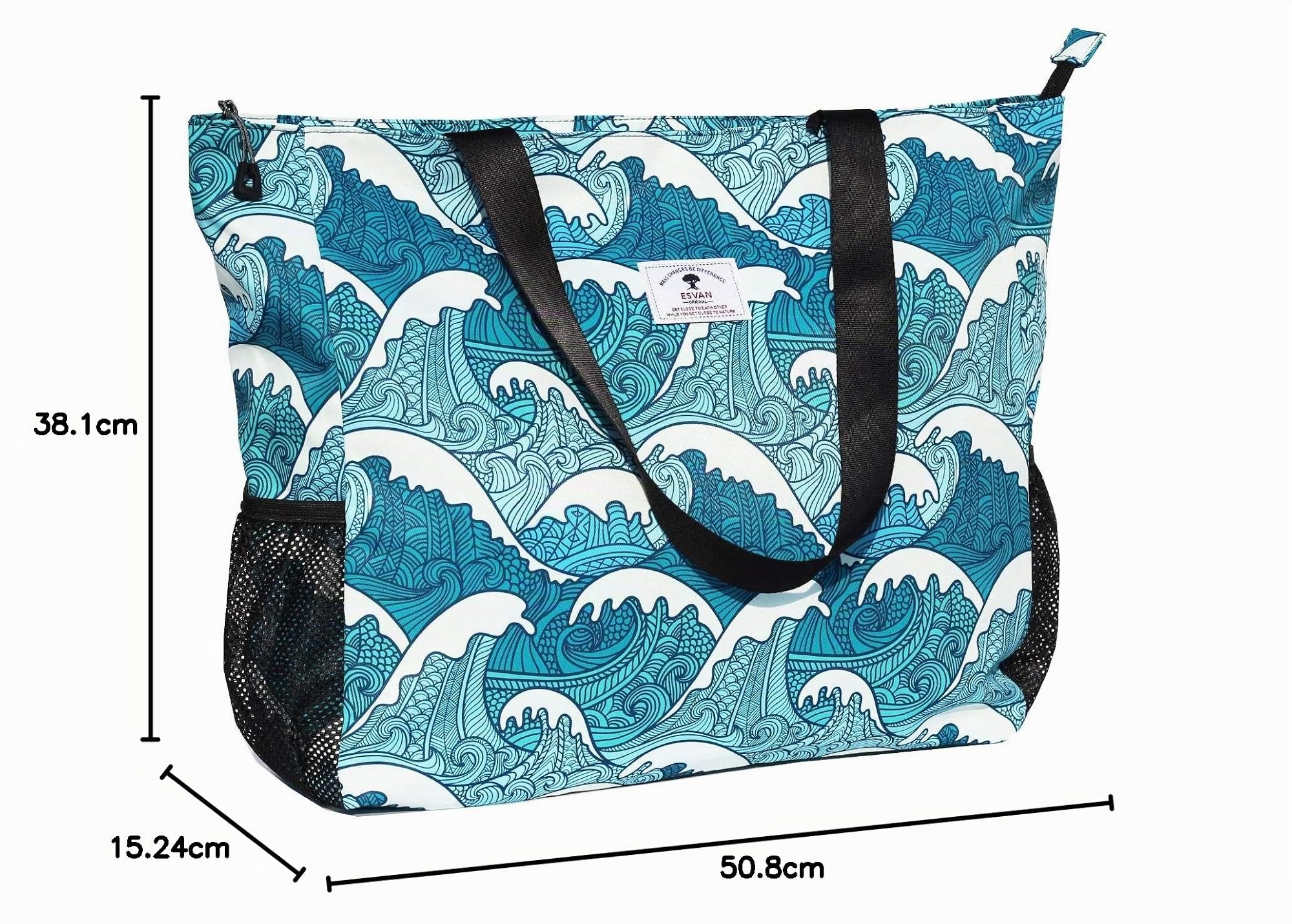 ESVAN Grand sac de plage résistant à l'eau et léger 50,8 cm pour femme, sac fourre-tout surdimensionné pour gym, plage, voyage, piscine, yoga, infirmière