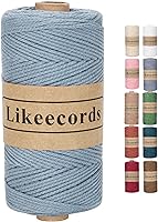 Vista 52 de 100% Algodón Hilo de Ganchillo para Bolsa de 2 mm 170 m Cuerda de Macramé de 2 mm Hilo de Crochet Cuerda de Macramé Regalo para Tejedor (Azul Verde)