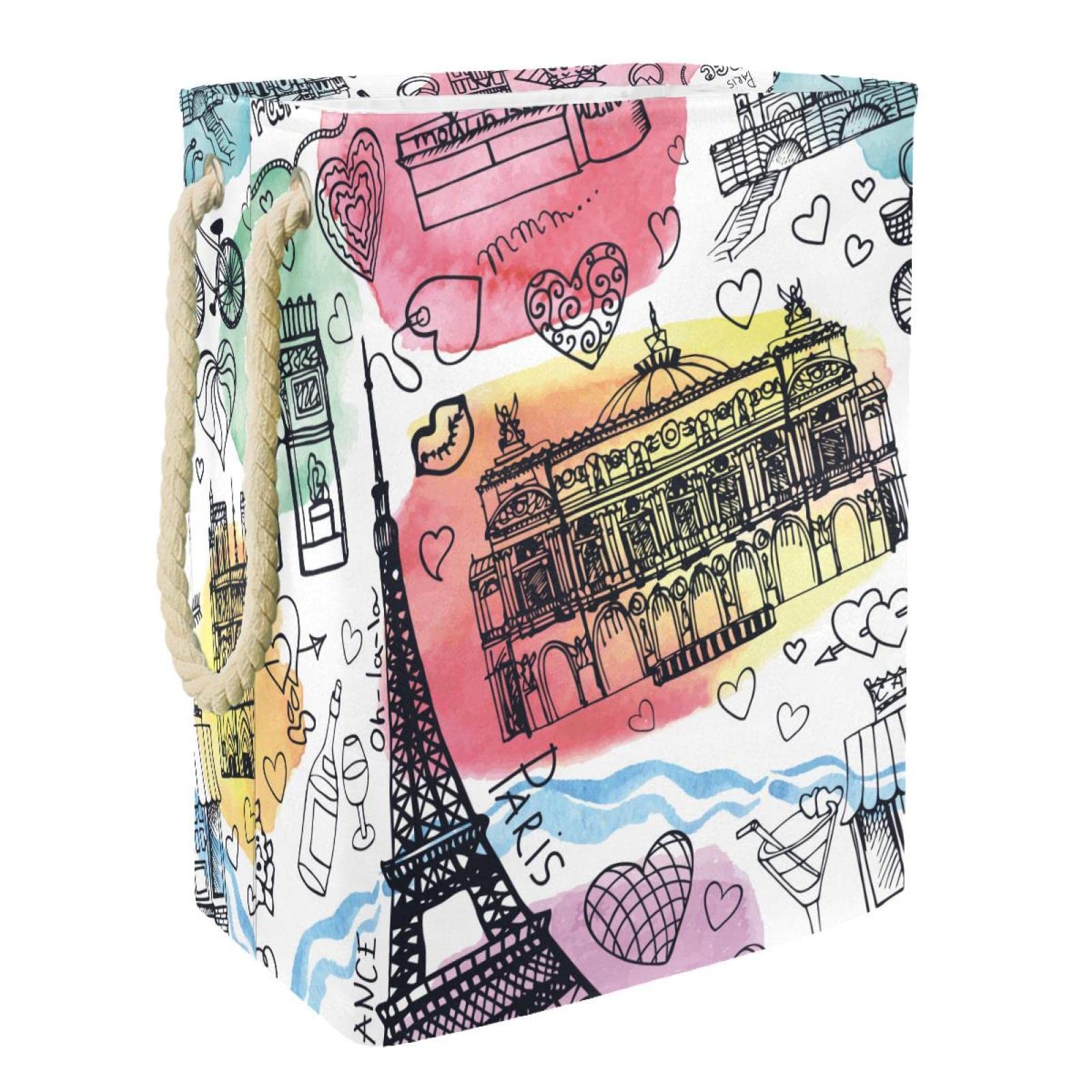 Grand panier à linge personnalisé Tour Eiffel aux finitions haut de gamme