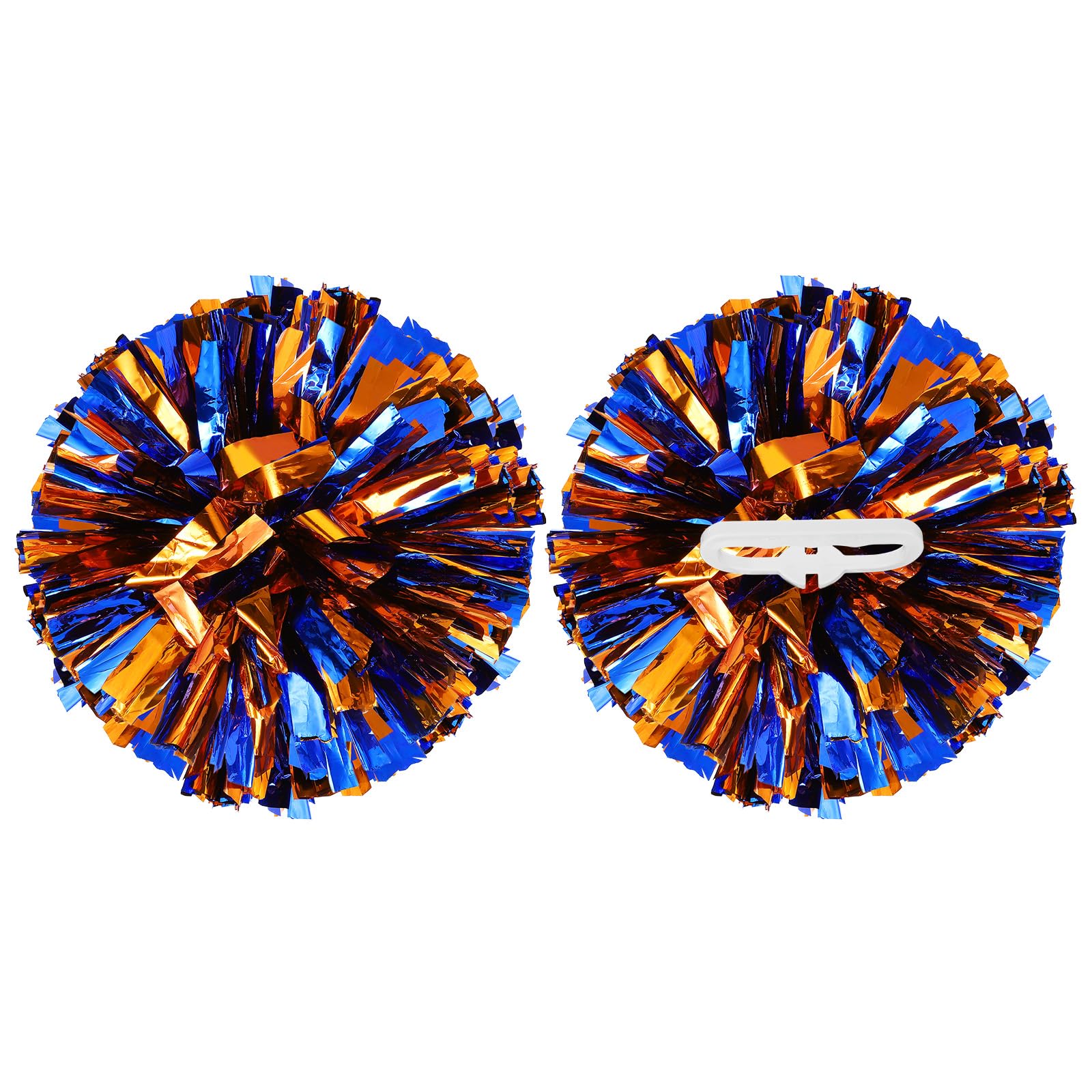 Pompon da cheerleader metallizzati con anelli per manico per sport danza tifo