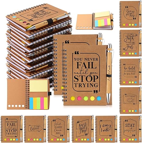 Miniatura 1 de 30 juegos de regalos inspiradores a granel, regalos de agradecimiento, 30 cuadernos en espiral inspiradores adhesivos con bloc de notas, 30