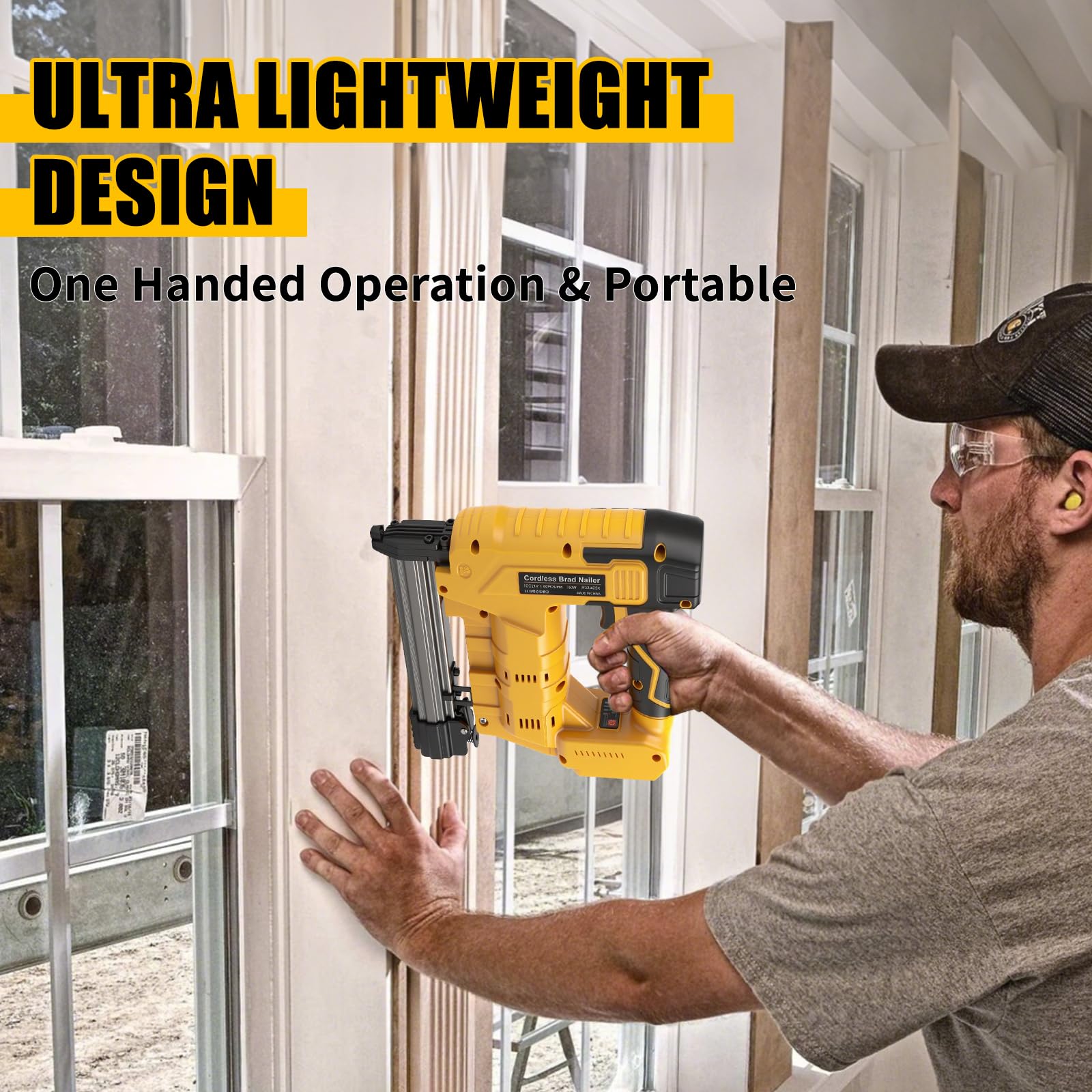 Pistola per unghie da 18 GA compatibile con batteria Dewalt da 20 V, chiodatrice elettrica senza fili 2 in 1, 500 chiodi e 500 graffette incluse per la lavorazione del legno fai da te (senza batteria)