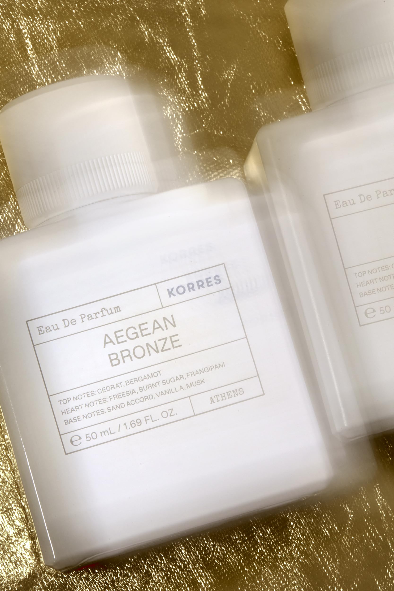 KORRES Aegean Bronze Eau de Parfum - Profumo estivo con bergamotto, ambra calda, vaniglia, zucchero bruciato, 50 ml