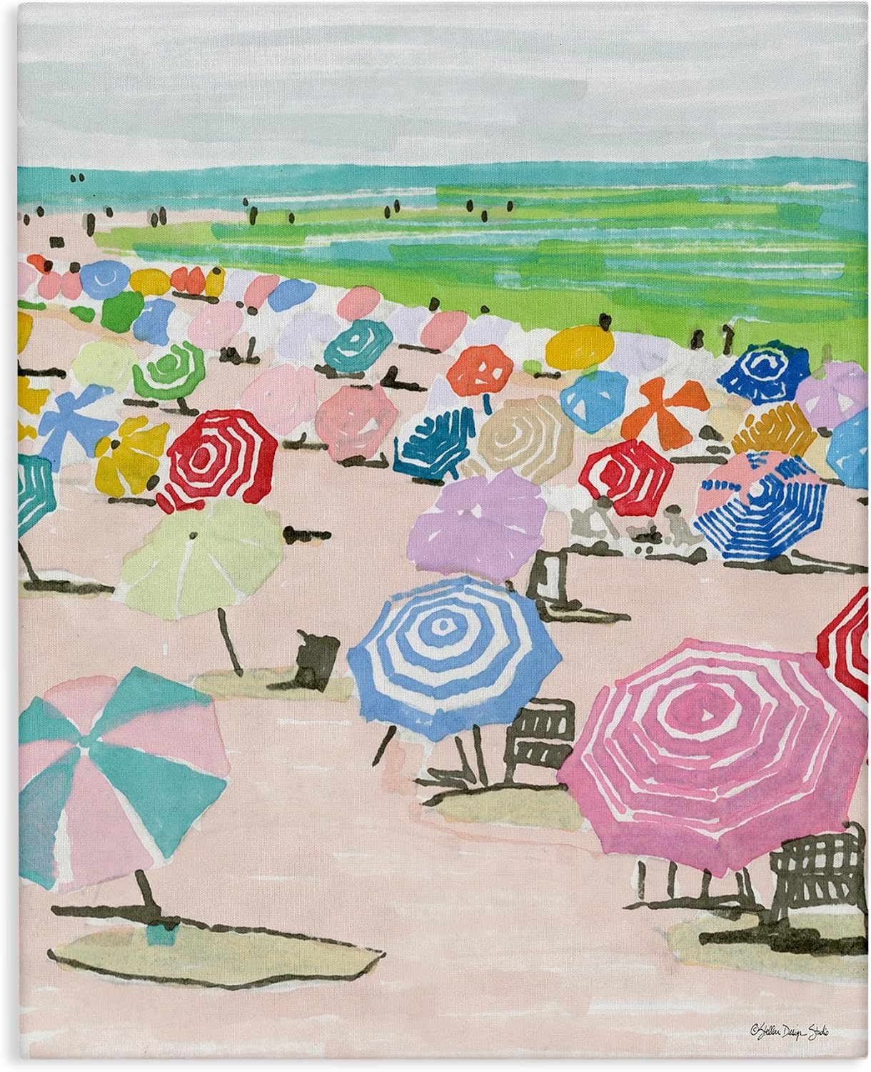 Stupell Industries 'Pastel Umbrella Beach Coast'| Canvas Art