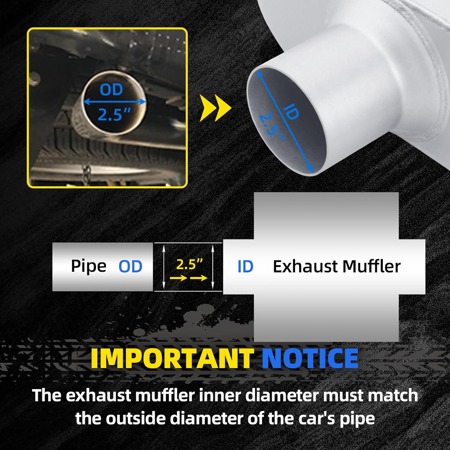 Universal Mufflers Single Chamber 3" Inlet 3" Outlet 13" Overall Length, Aluminized Steel Performance Muffler for Cars, Trucks