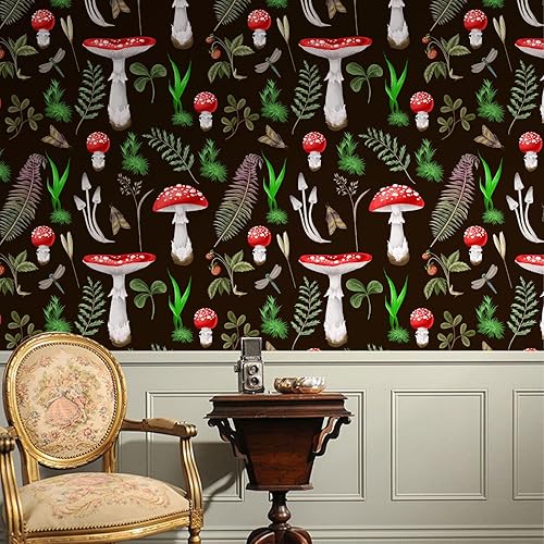 Miniatura 3 de Papel tapiz floral negro para despegar y pegar, apto para inquilinos, autoadhesivo, temporal, extraíble, de 17.7 x 118 pulgadas, para apartamentos,