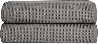 Sponsored Ad - Cozy Earth Waffle Bath Sheets - 60% Cotton 40% Viscose from Bamboo Bath Sheets 40 x 65 Inches - Soft & Absorbent Terry, Reversible Mini Textured Waffle & Weave Pattern - 2 Pack
