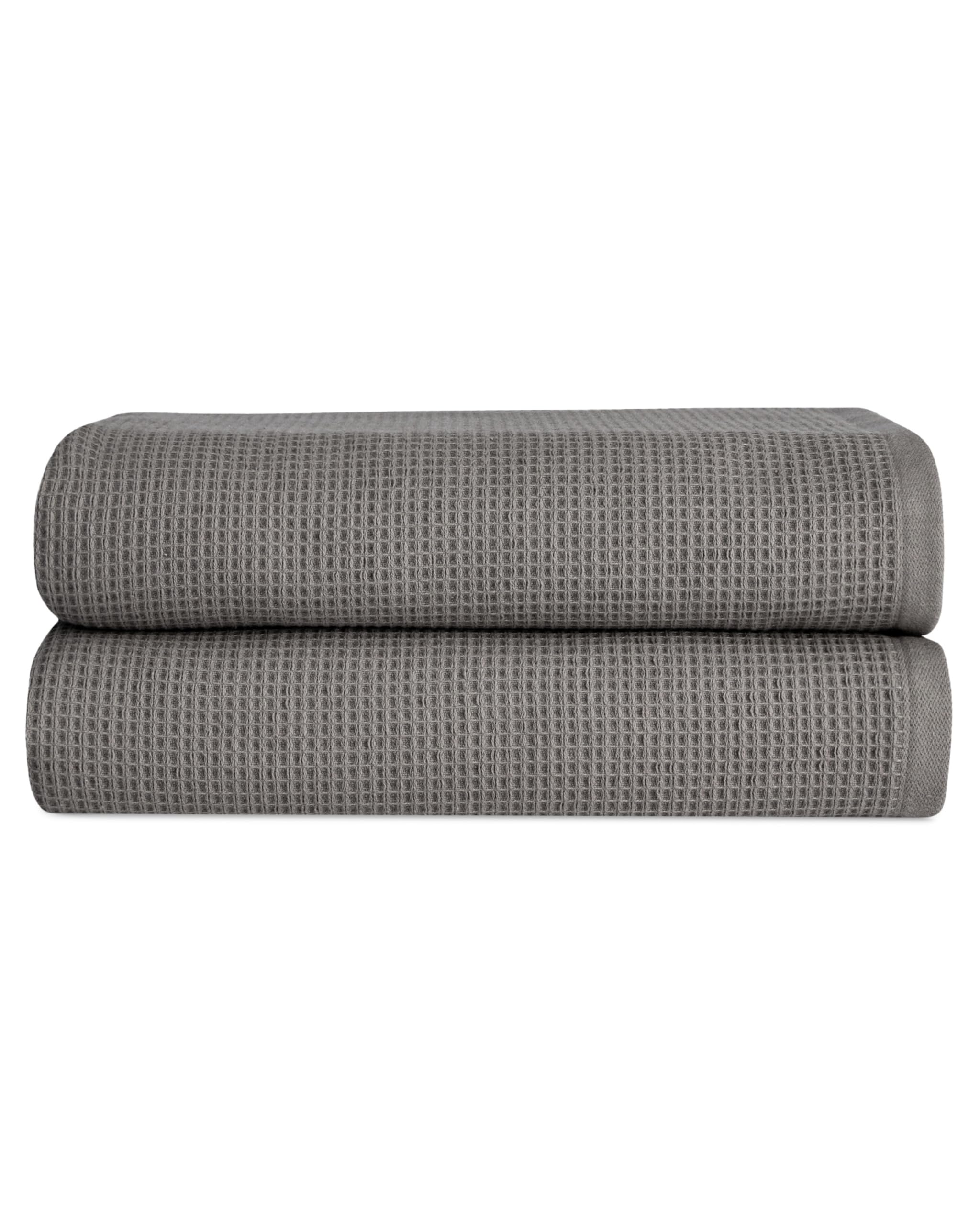 Cozy Earth Waffle Bath Sheets - 60% Cotton 40% Viscose from Bamboo Bath Sheets 40 x 65 Inches - Soft & Absorbent Terry, Reversible Mini Textured Waffle & Weave Pattern - 2 Pack