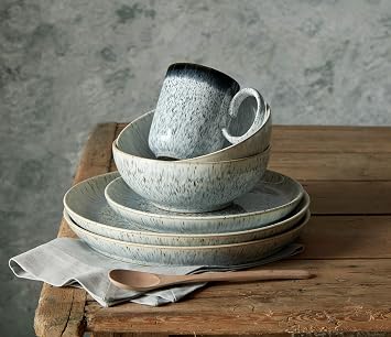 Denby USA Halo 4 Piece Kitchen Collection Dinnerware Set, Speckle