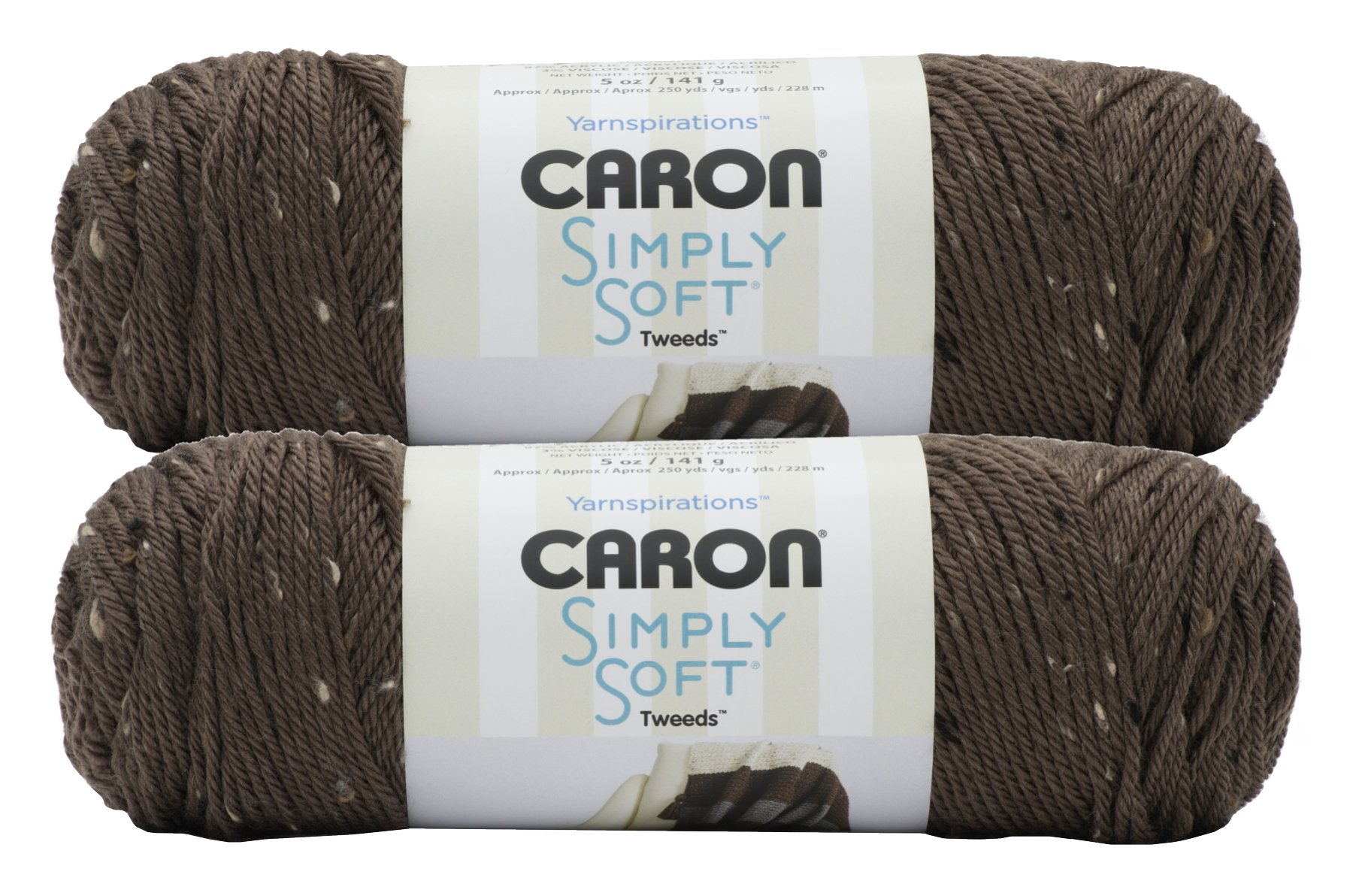 CaronSimply Soft Bulk Buy Tweeds Acrylic Blend Yarn (2-Pack) ~ 5 oz. Skeins (Taupe)2