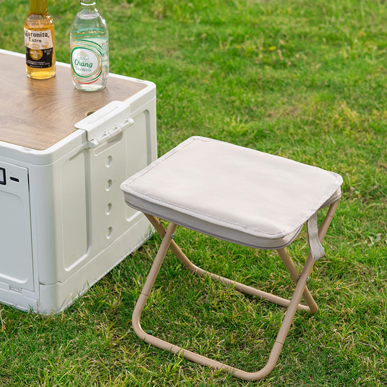 Sgabello pieghevole portatile, 2 pezzi, per campeggio, giardino, pesca, barbecue, spiaggia