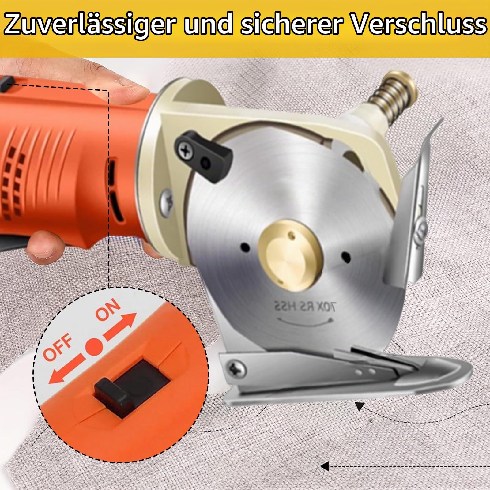 Kartonschneider, Stoffschneider Kabellos Elektrischer Stoffschneider 2 * 2000 mAh AKKU 12V 240W 70 mm Klingengröße 25 mm Max Schnittdicke Enthält 2 Ersatzklingen (insgesamt 3) für Tuch Stoff Teppich