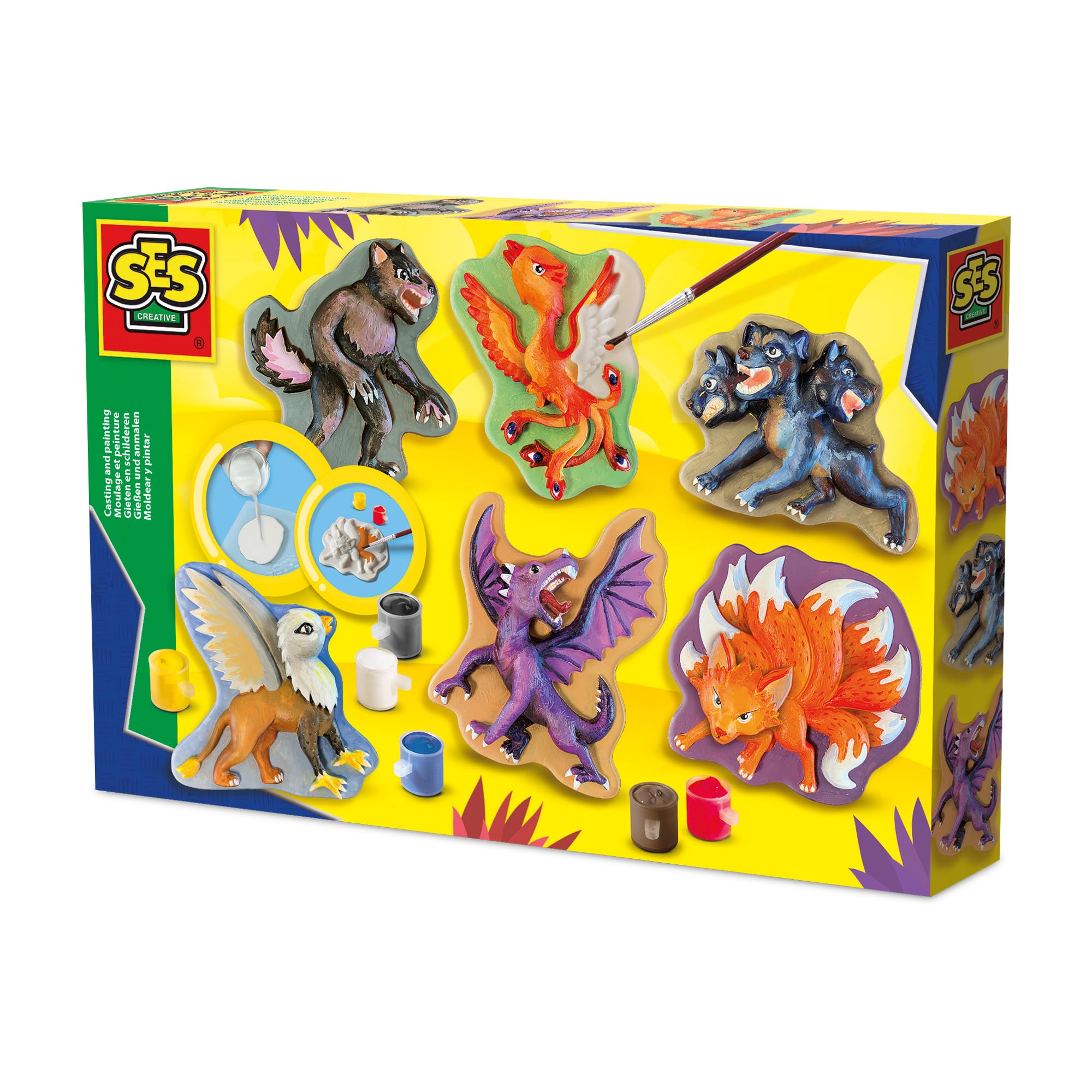 SES Creative 01404 Casting and Painting Mythical Creatures, Plaster, for Kids