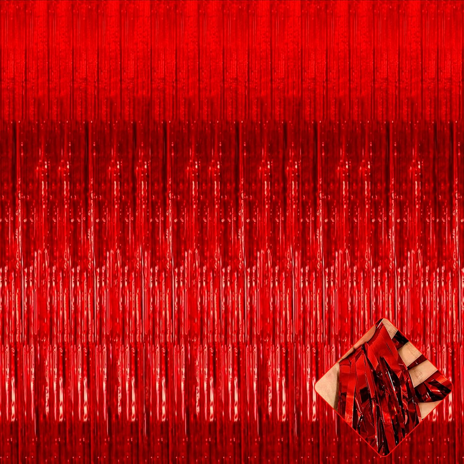 4 Pack 3.3Ft x 6.6Ft Red Foil Fringe Curtain Backdrop, Metallic Tinsel Foil Fringe Streamers Curtains Background for Photo Booth, Birthday, Wedding, Halloween, Christmas Party Decoration 4 Pack 3.3Ft x 6.6Ft Red Foil Fringe Curtain Backdrop, Metallic Tinsel Foil Fringe Streamers Curtains Background for Photo Booth, Birthday, Wedding, Halloween, Christmas Party Decoration