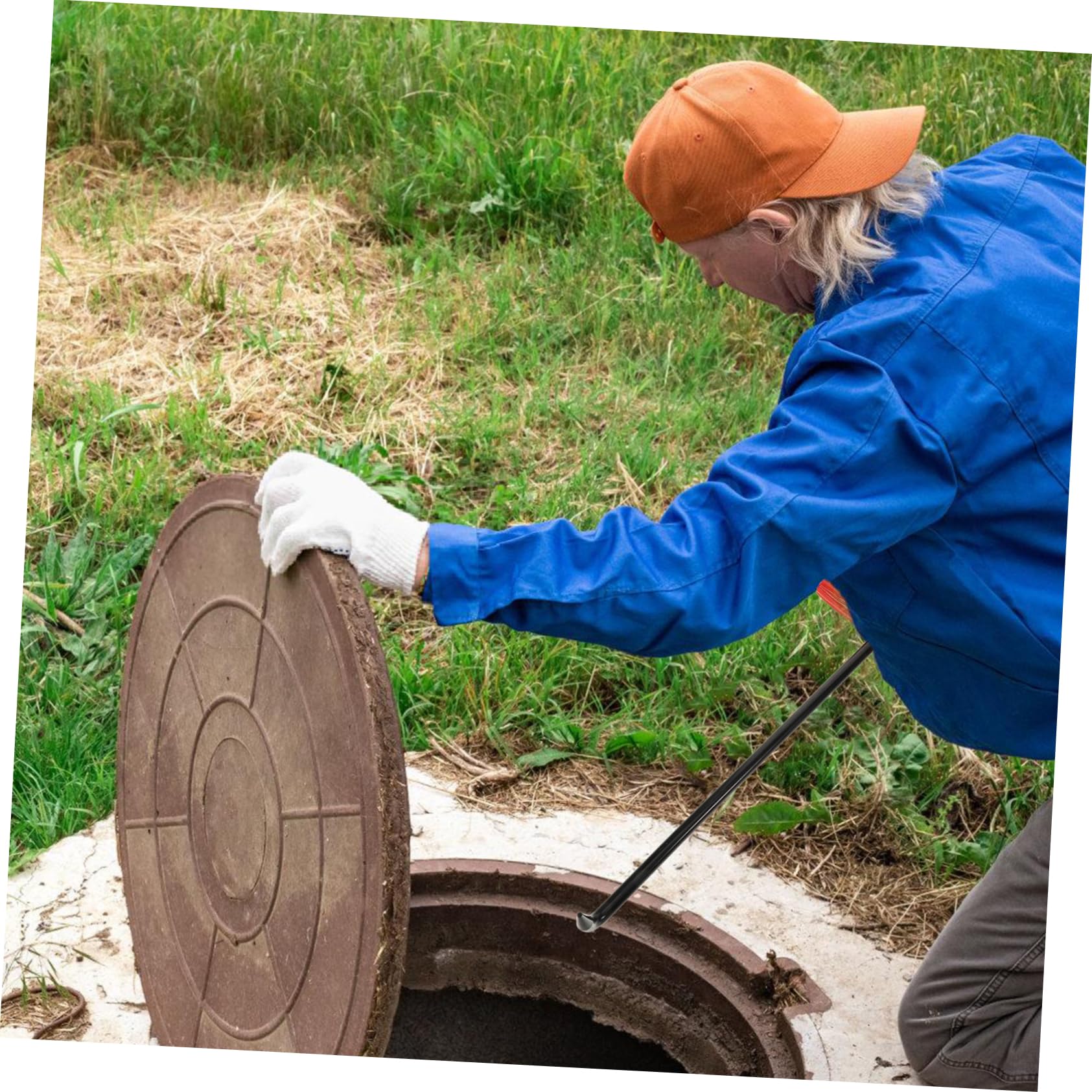 HOMOCONO Manhole Cover Lifting Hook T Hook for Sewer Maintenance Iron Material with Grip for Access and Daily Use