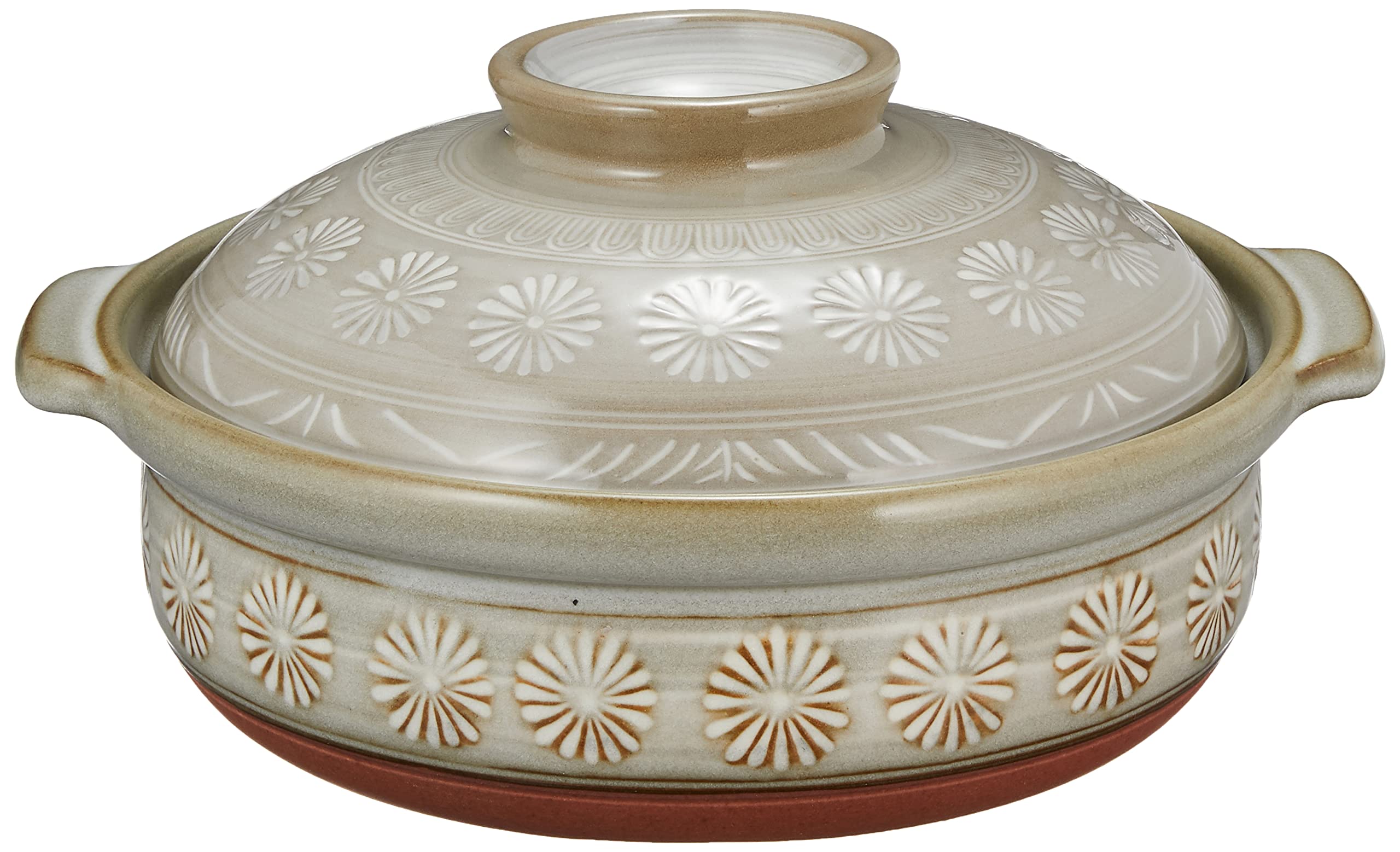 Amazon｜銀峯陶器 土鍋 7号 萬古焼 花三島 IH直火両用 プレート付