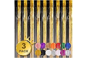 3 Pack 3.3 x 8.2 Feet Black and Gold Backdrop Curtains